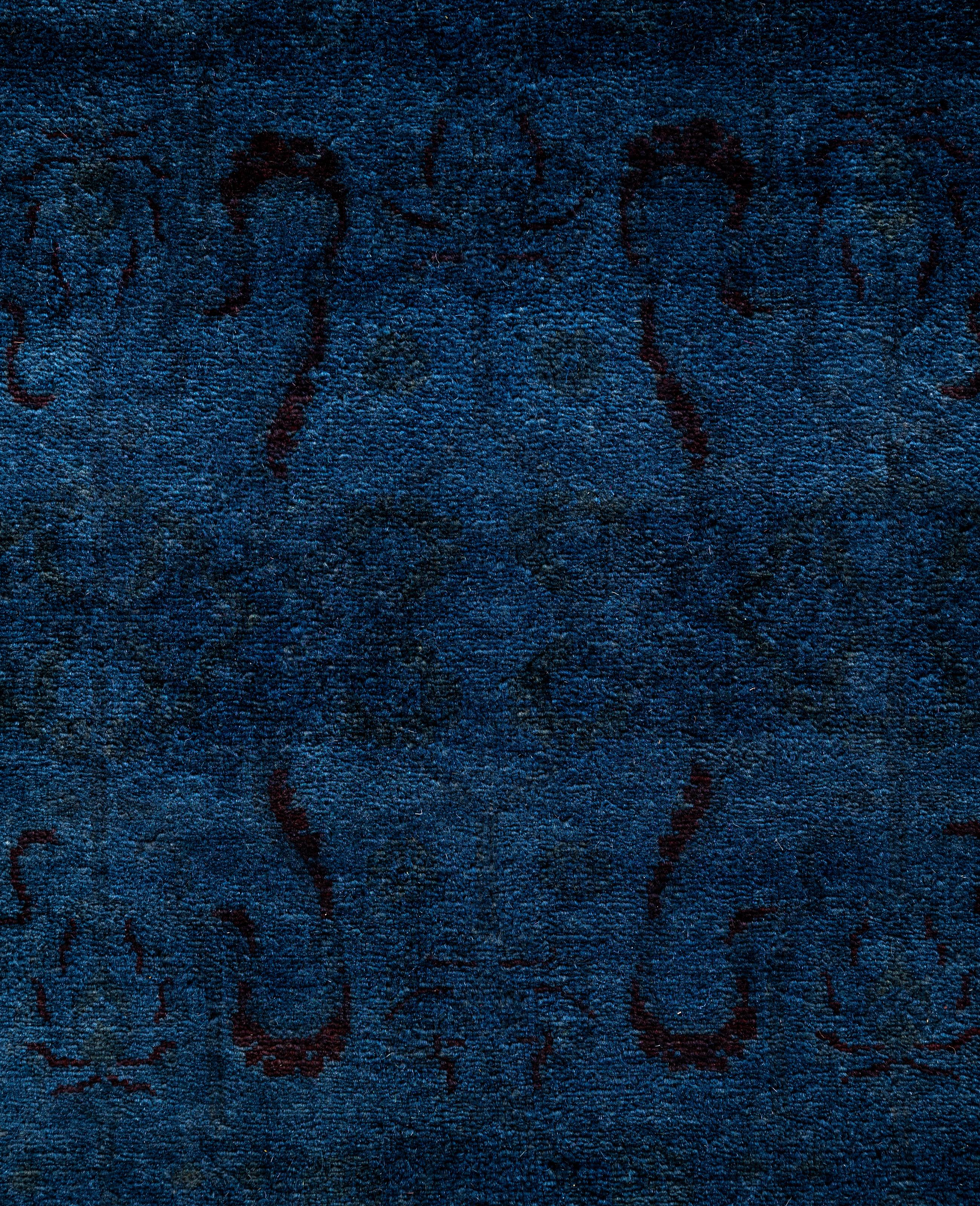 Pakistano Tappeto blu in lana Overdyed One of a-Kind 4' 1