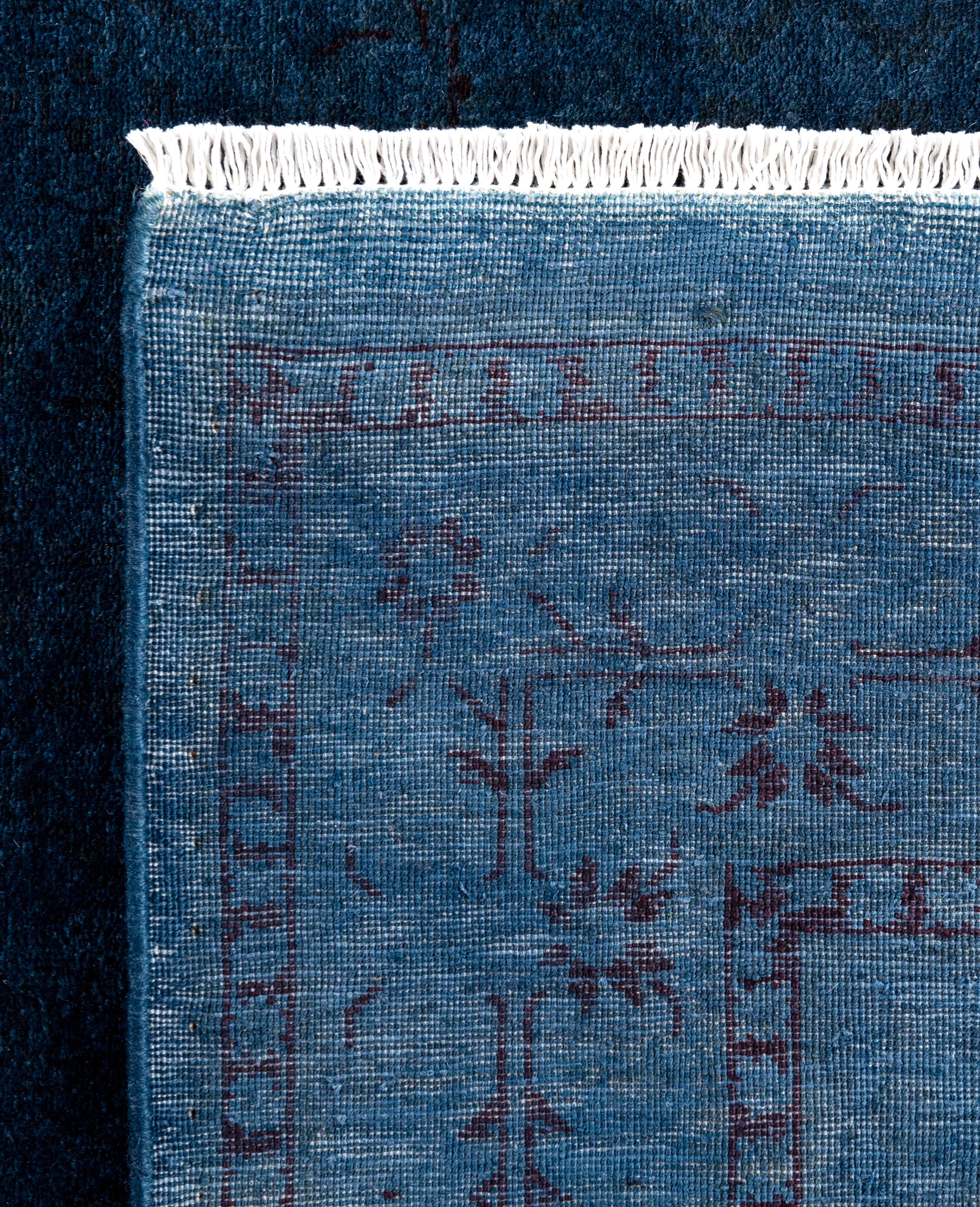 Tappeto blu in lana Overdyed One of a-Kind 4' 1