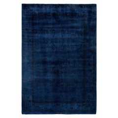 Tappeto blu in lana Overdyed One of a-Kind 4' 1" x 6' 4"