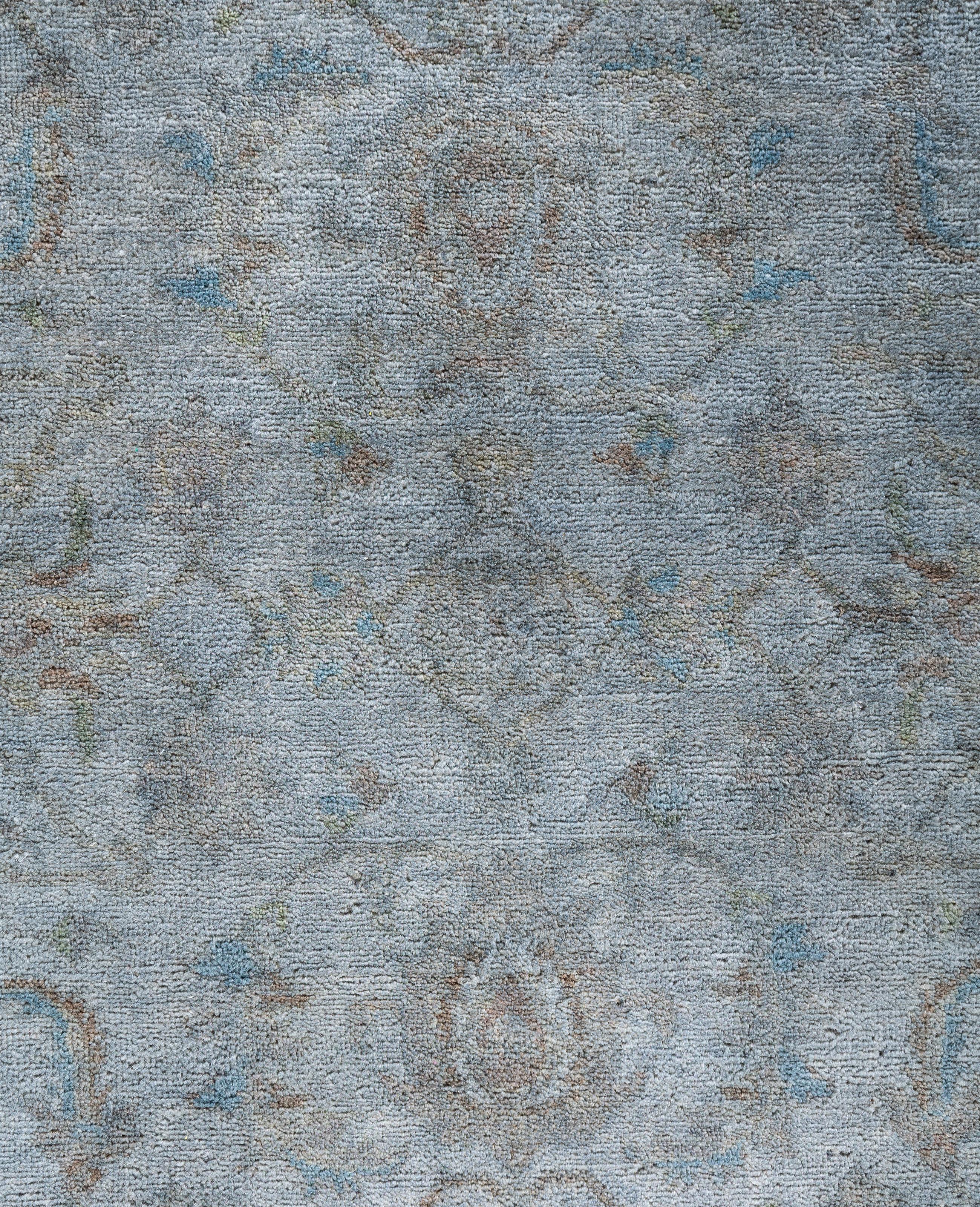 Pakistani Overdyed One-of-a-Kind Wool Blue Area Rug 4' 1