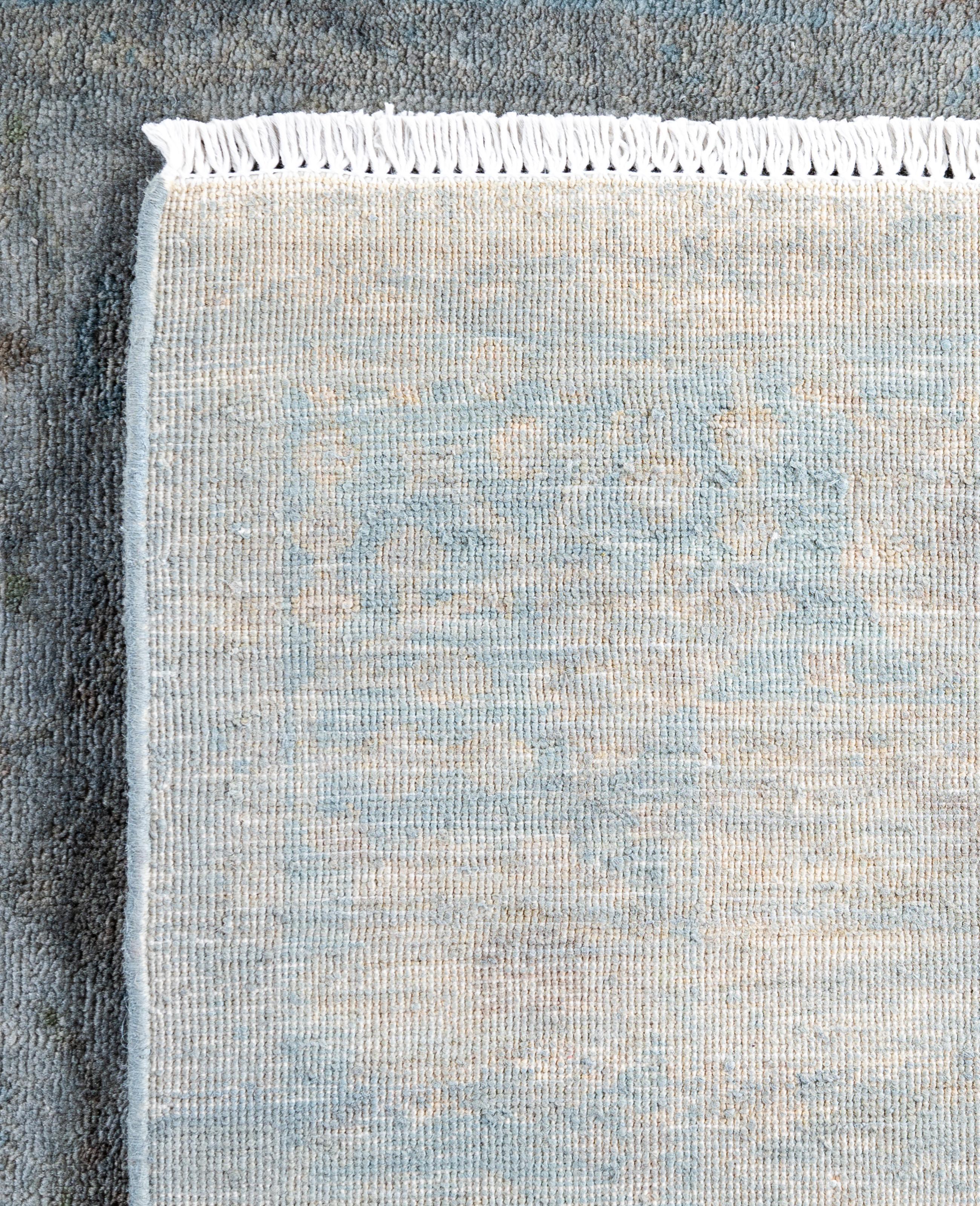 Overdyed One-of-a-Kind Wool Blue Area Rug 4' 1