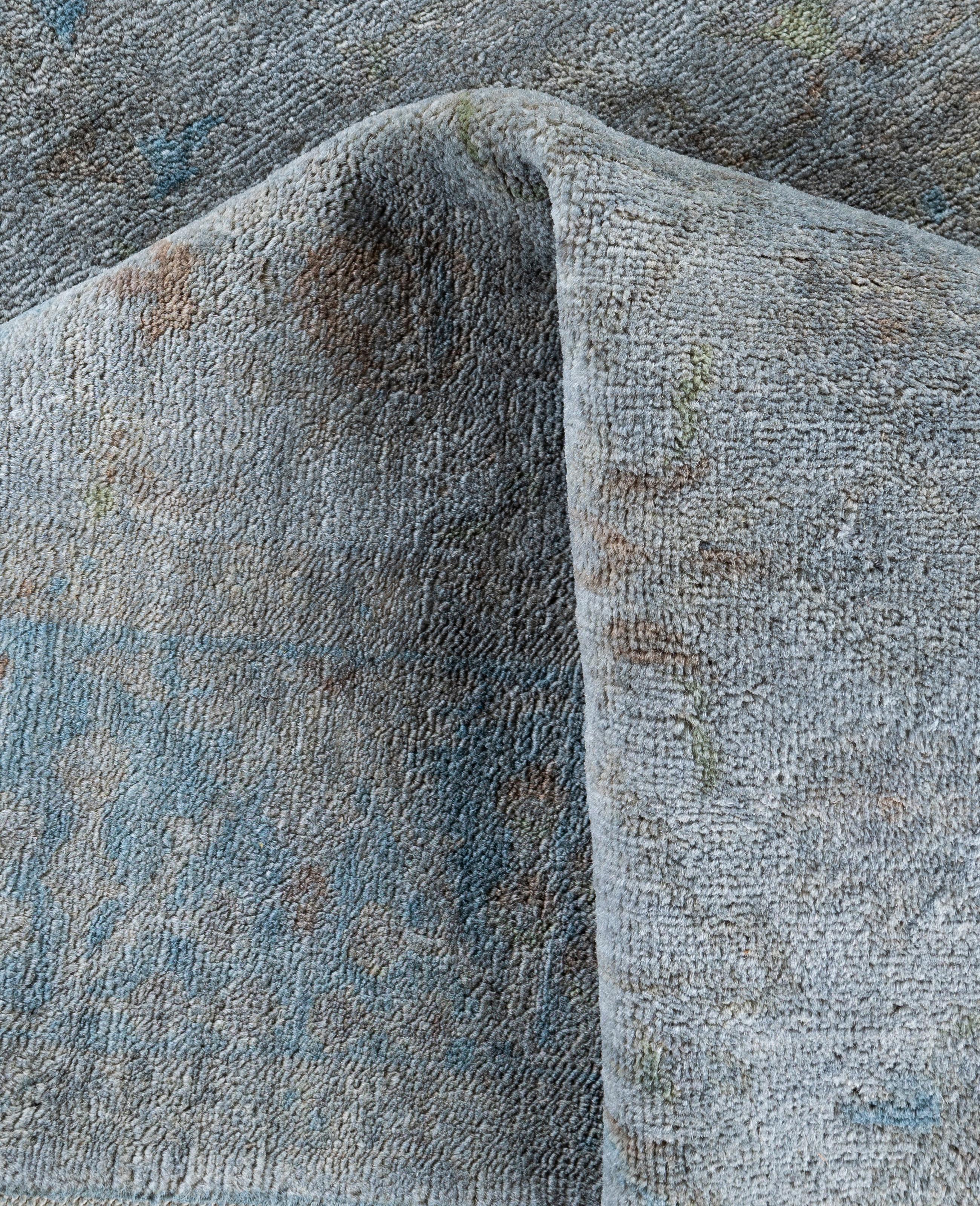 Overdyed One-of-a-Kind Wool Blue Area Rug 4' 1