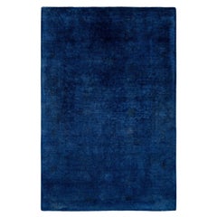 Overdyed One-of-a-Kind Wool Blue Area Rug 4' 2" x 6' 6"