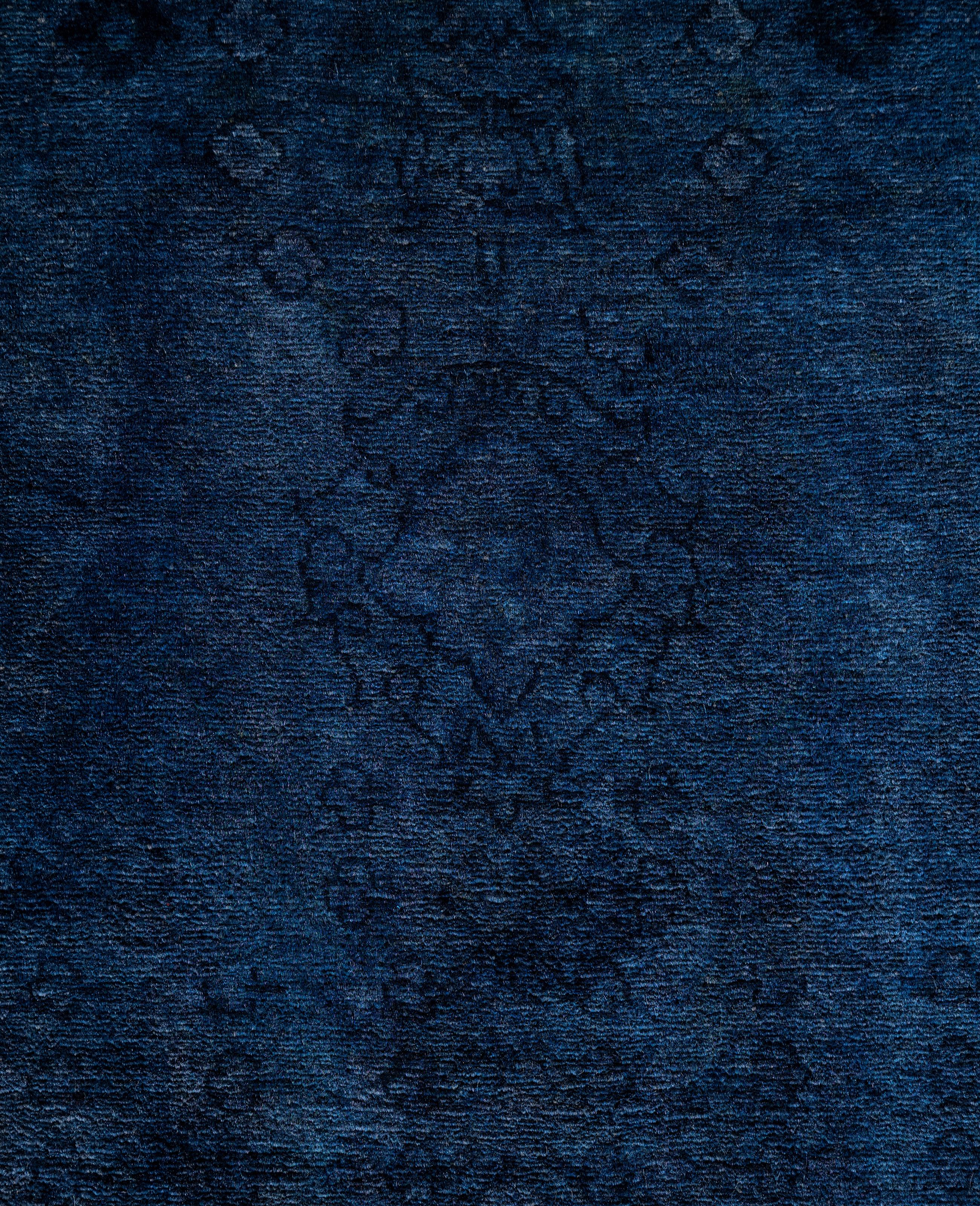 Overdyed Einzigartige Wolle Blau Bereich Teppich 6' 1