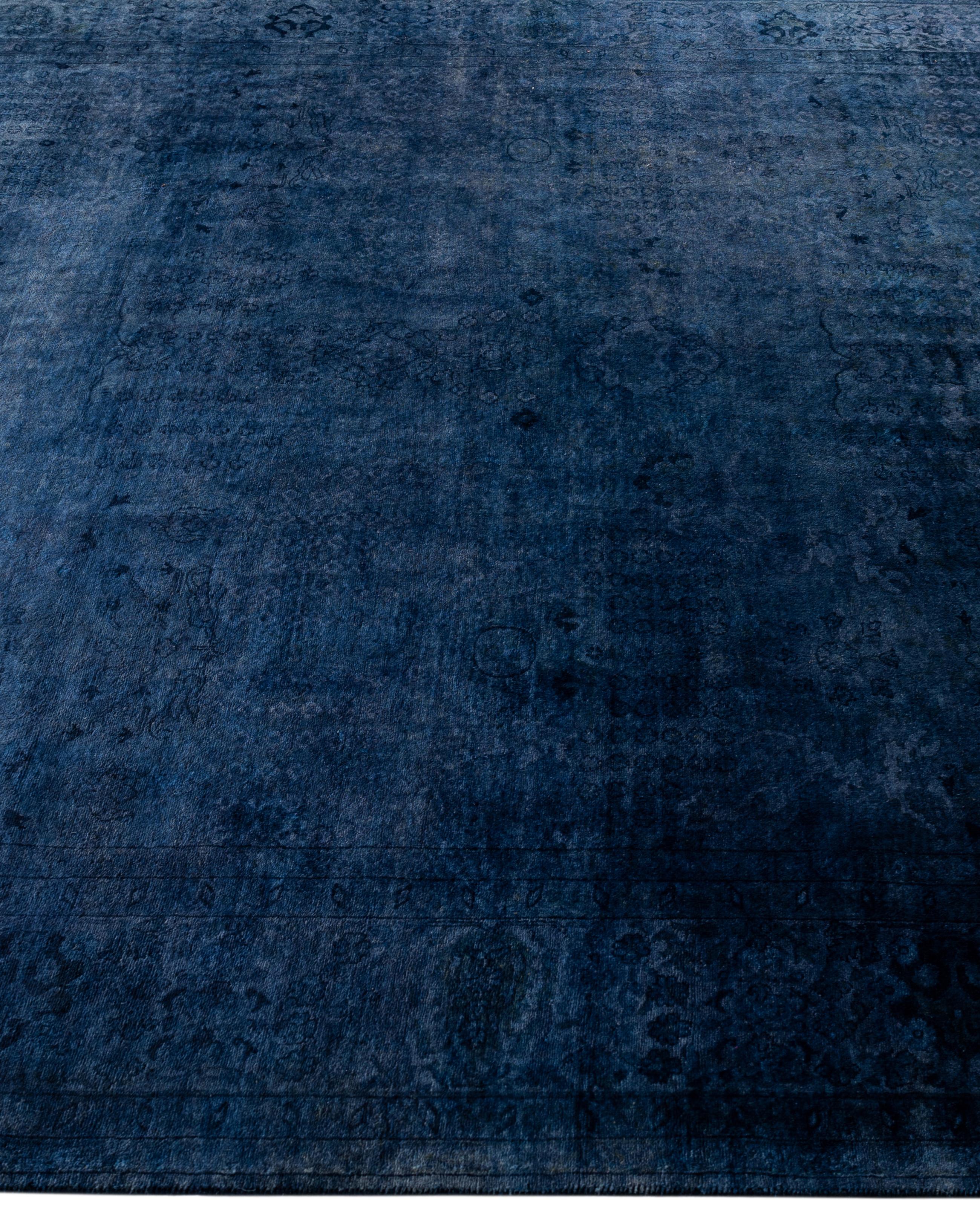 Overdyed Einzigartige Wolle Blau Bereich Teppich 6' 1