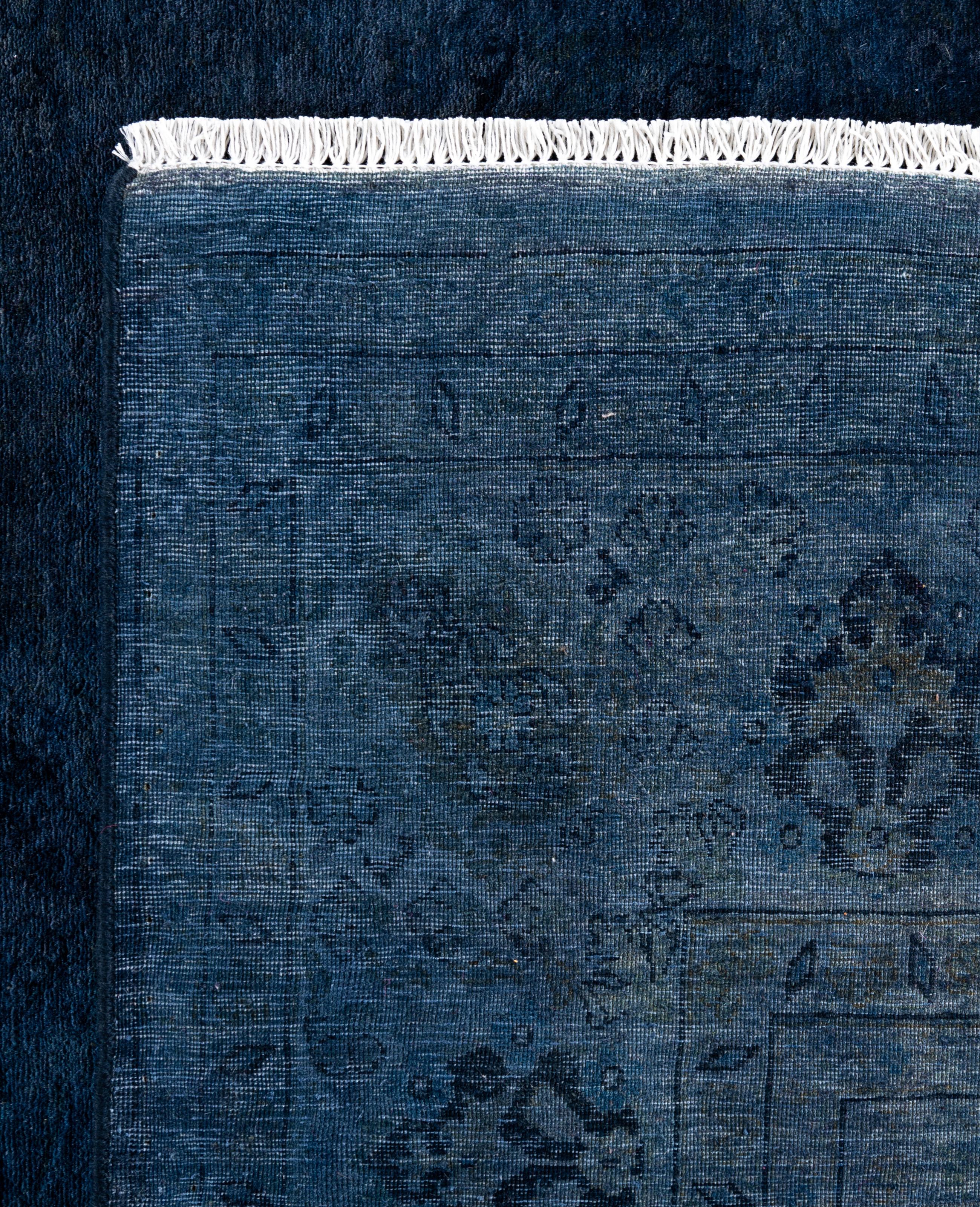 Overdyed Einzigartige Wolle Blau Bereich Teppich 6' 1