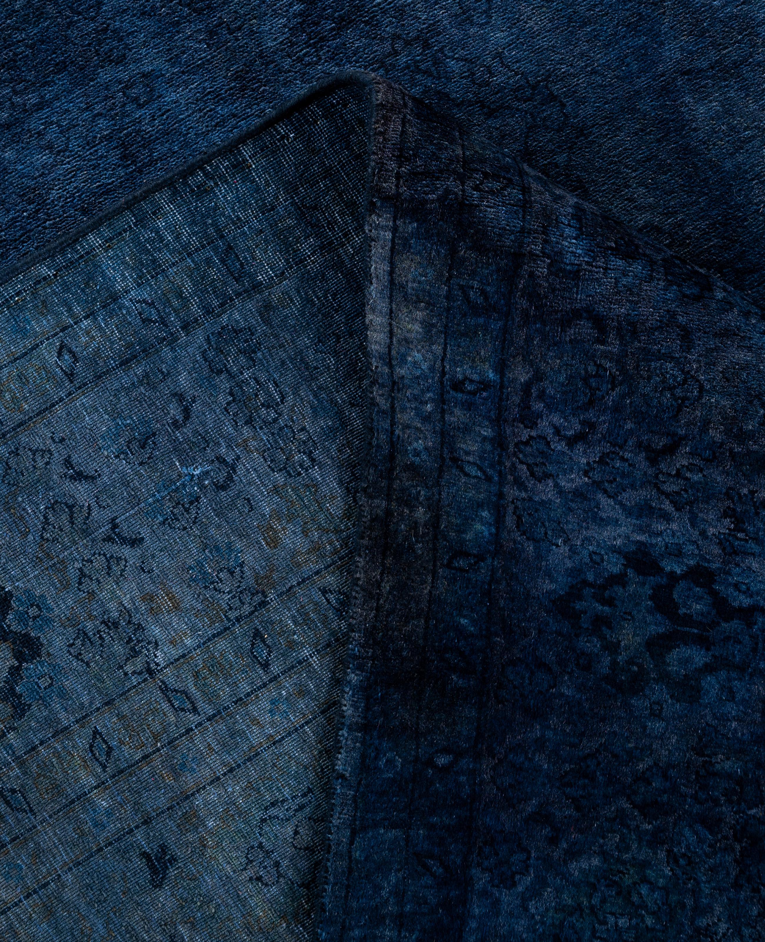 Overdyed Einzigartige Wolle Blau Bereich Teppich 6' 1