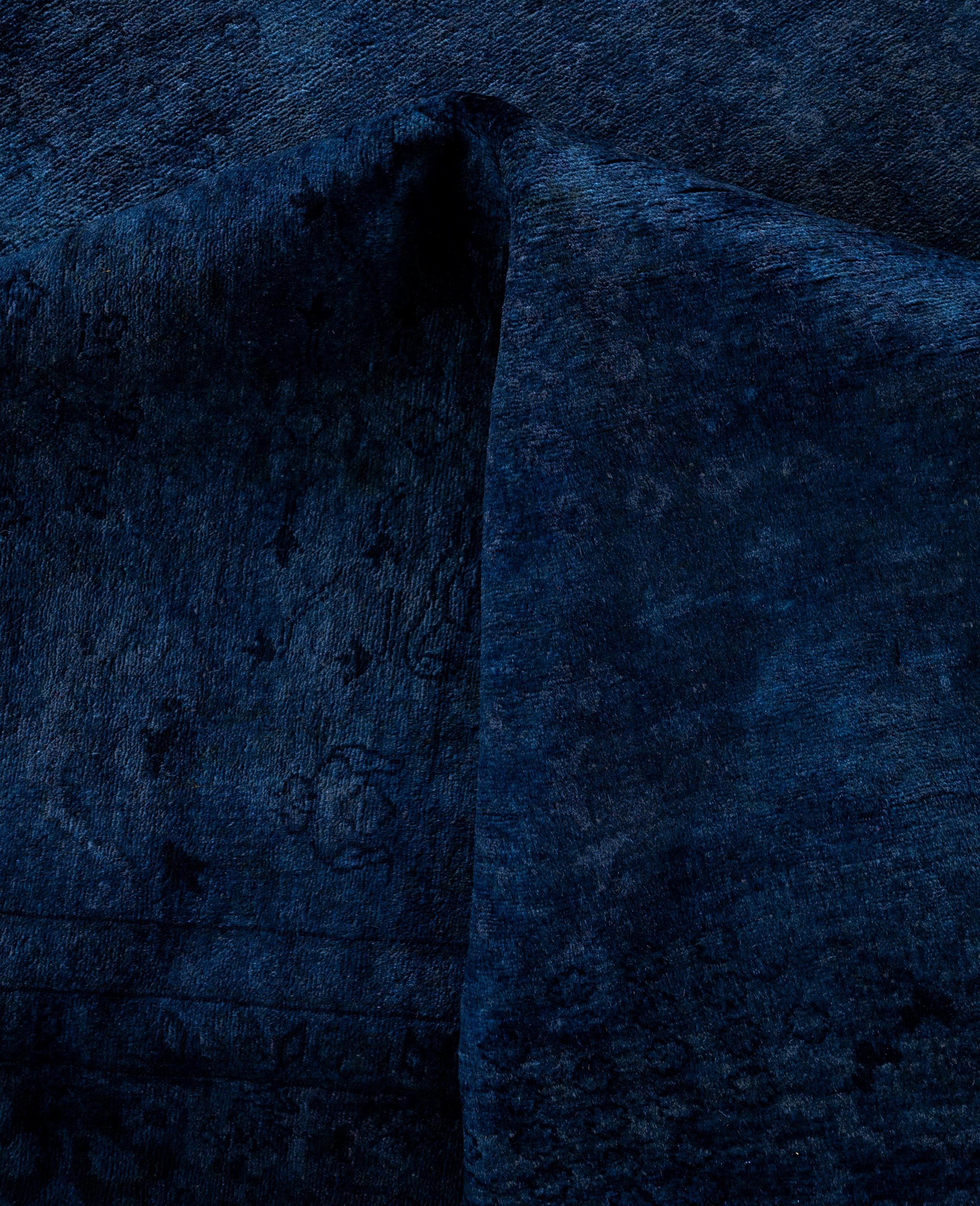 Overdyed Einzigartige Wolle Blau Bereich Teppich 6' 1