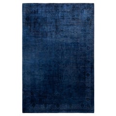 Overdyed Einzigartige Wolle Blau Bereich Teppich 6' 1" x 9' 0"