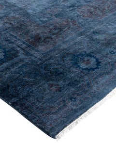Overdyed Einzigartige Wolle Blau Bereich Teppich 6' 1" x 9' 4"