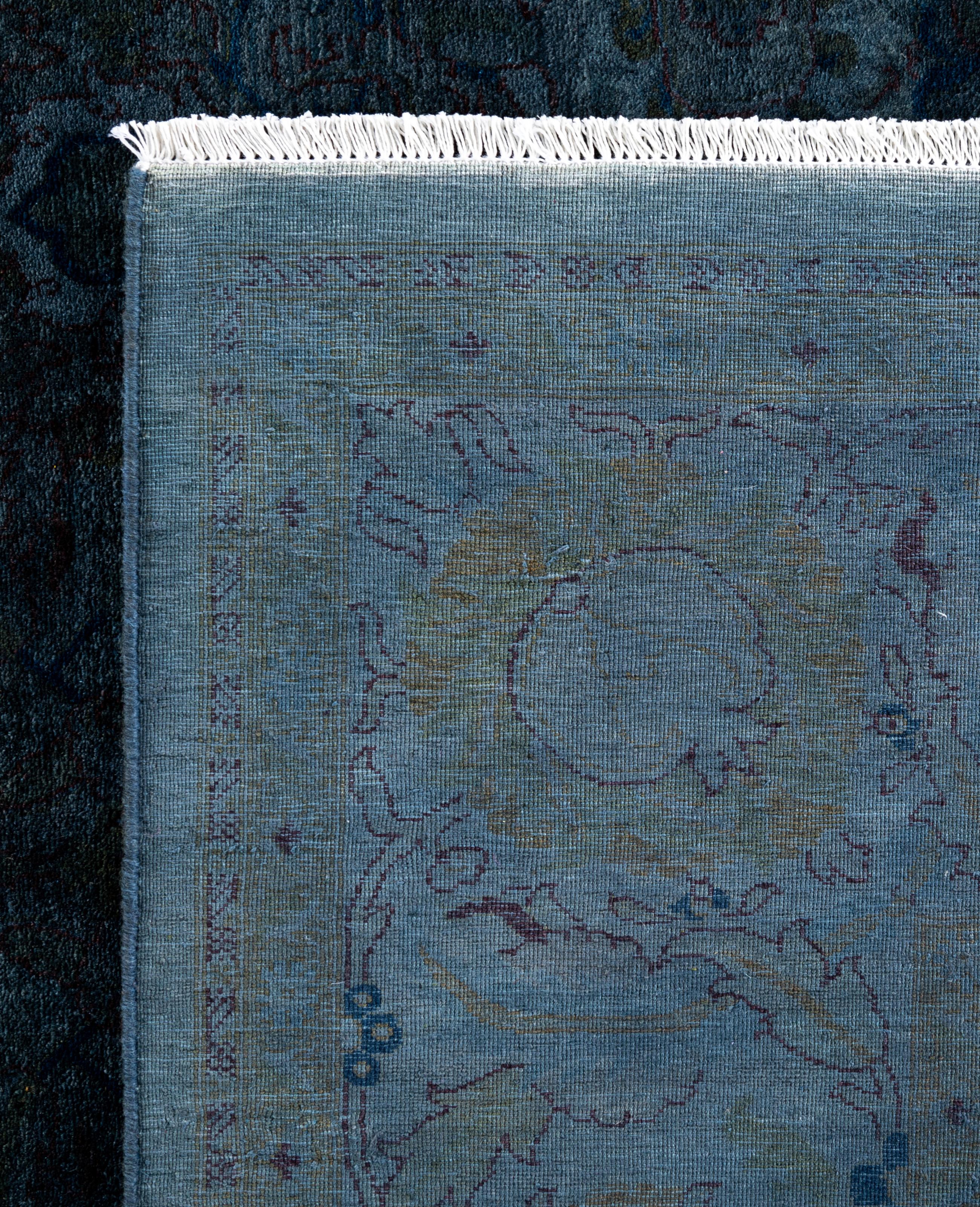 Tappeto blu in lana Overdyed One-of-a-Kind 6' 4