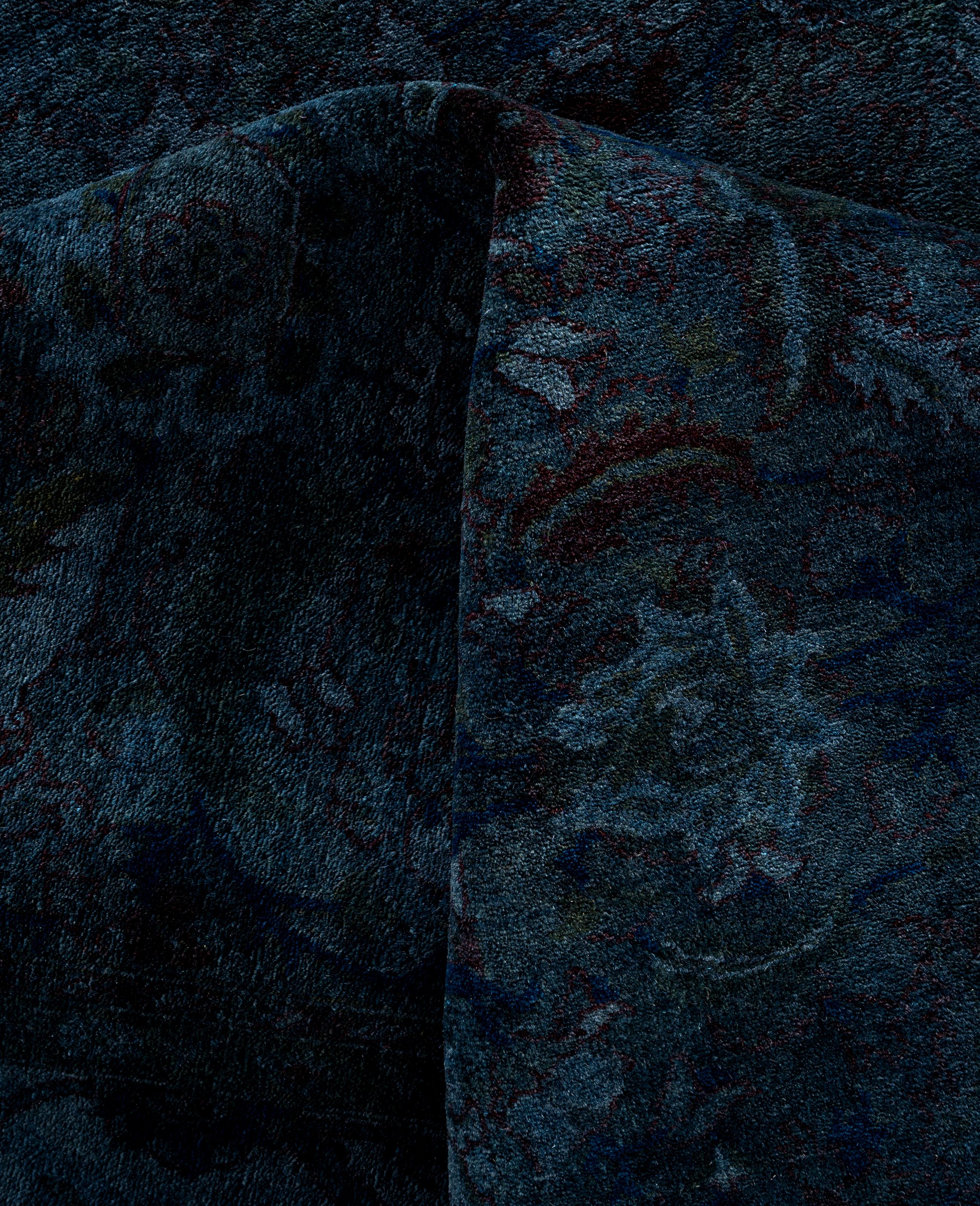 Lana Tappeto blu in lana Overdyed One-of-a-Kind 6' 4