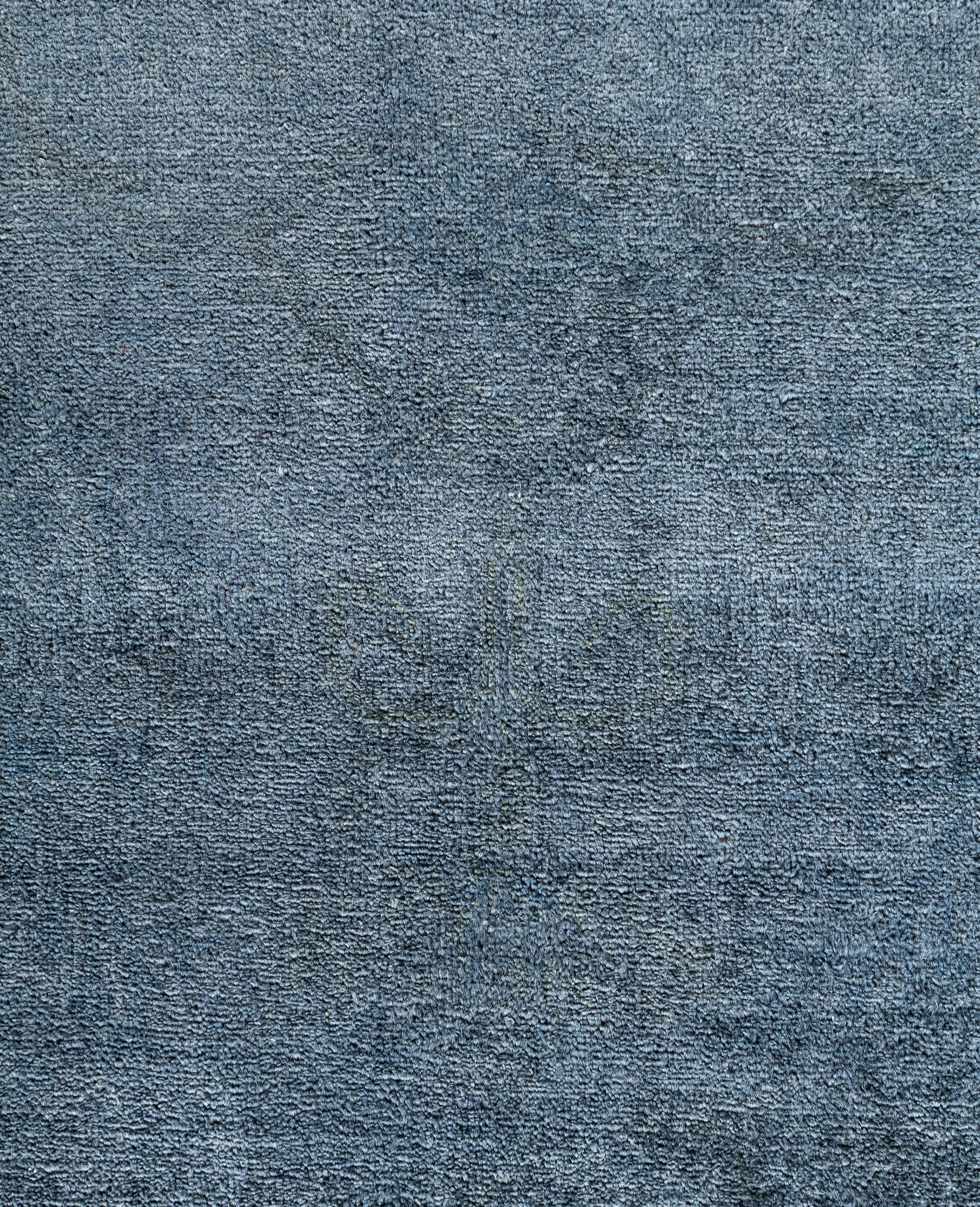 Pakistani Overdyed One-of-a-Kind Wool Blue Area Rug 8' 3