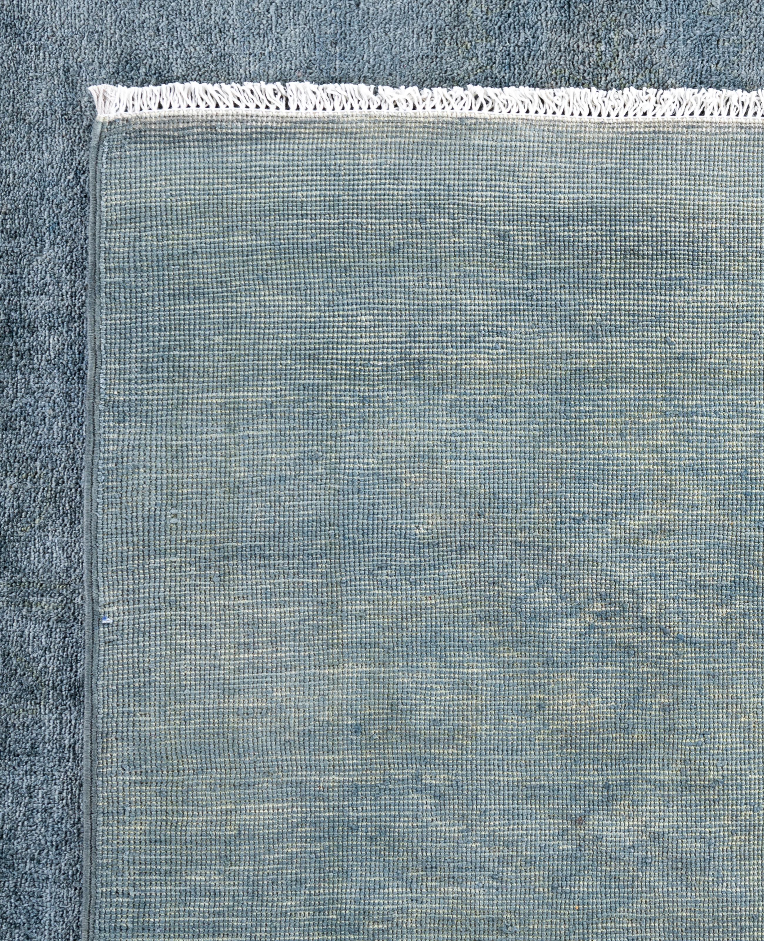 Overdyed One-of-a-Kind Wool Blue Area Rug 8' 3