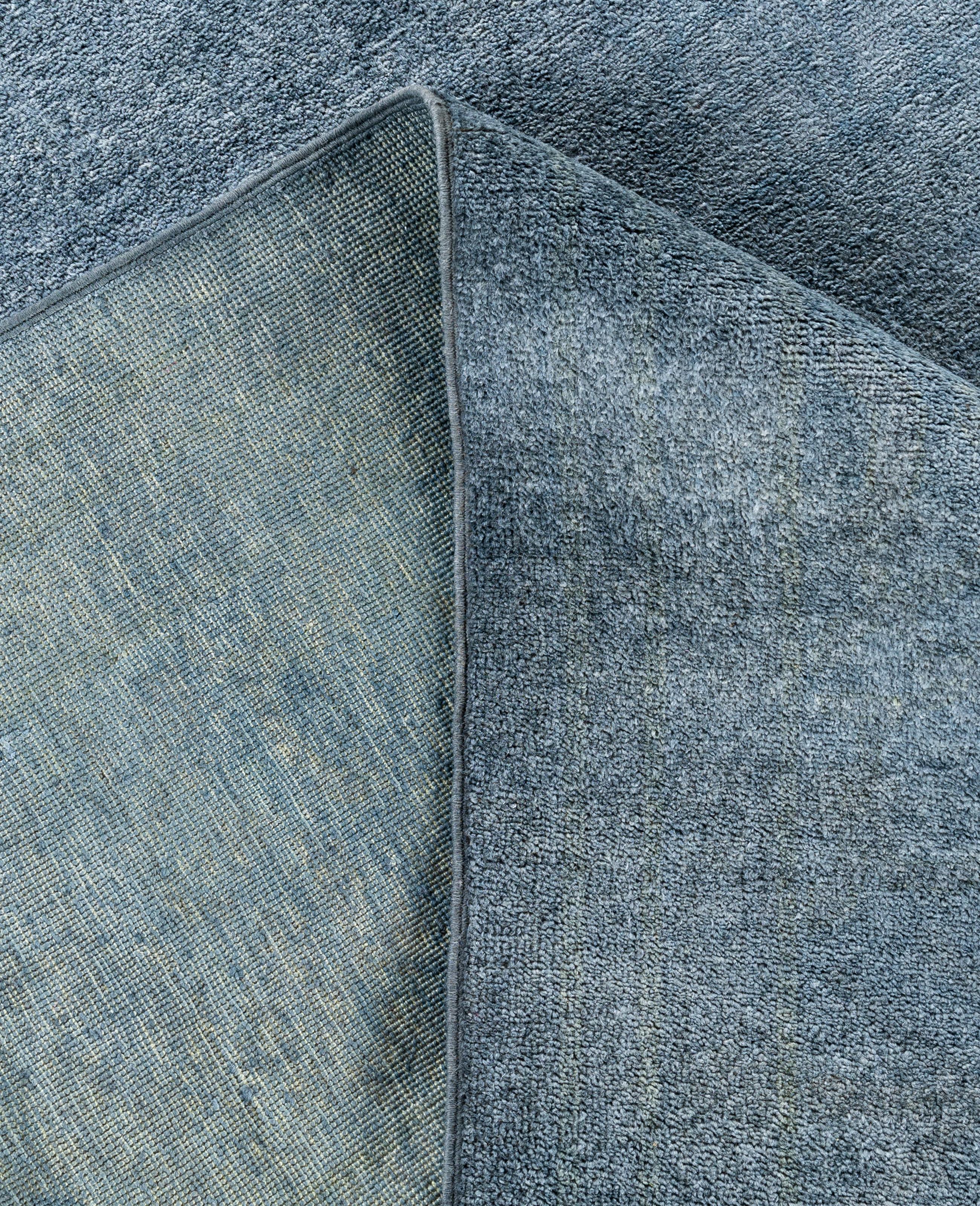 Contemporary Overdyed One-of-a-Kind Wool Blue Area Rug 8' 3