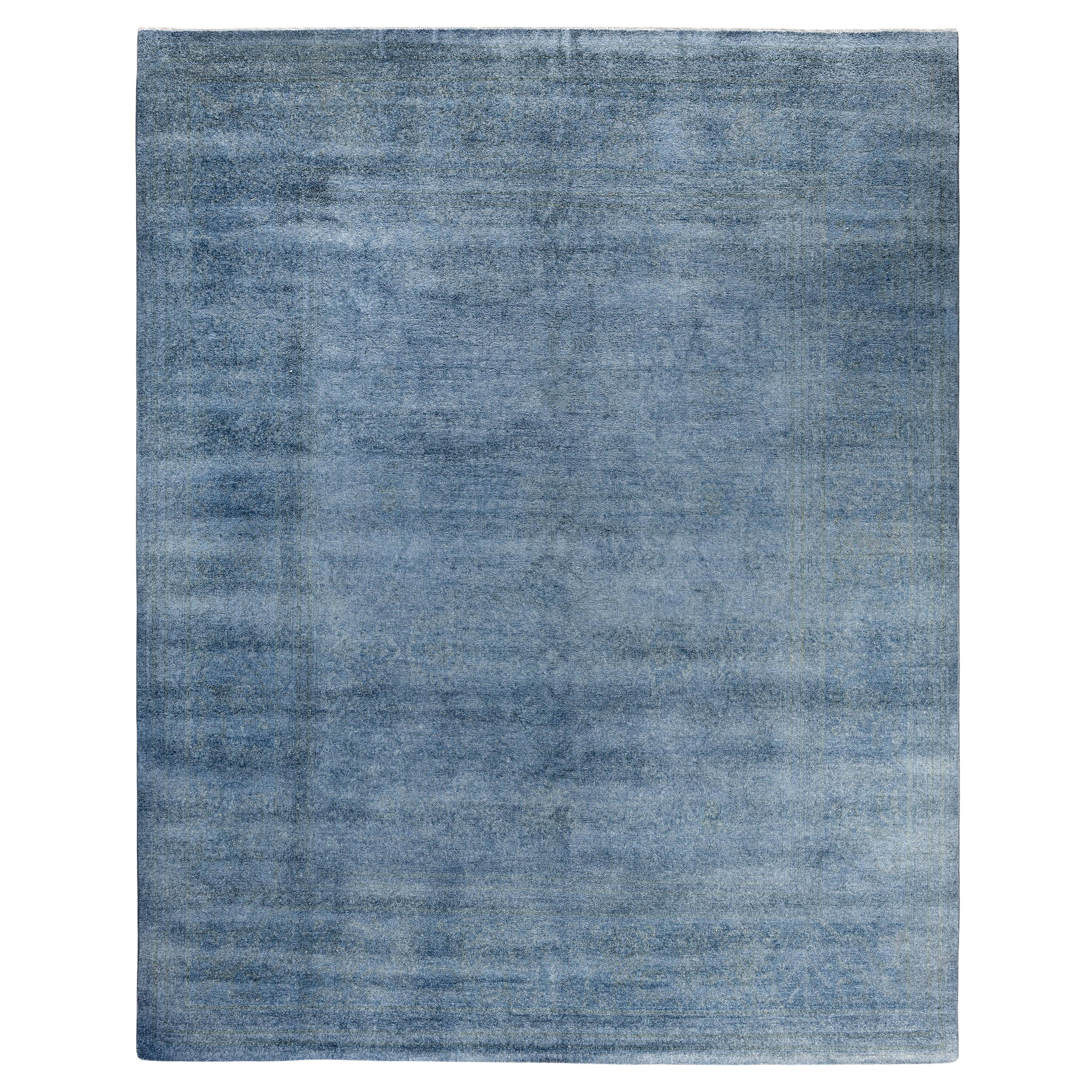 Tapis unique en laine surteintée bleu 8' 3" x 10' 4"