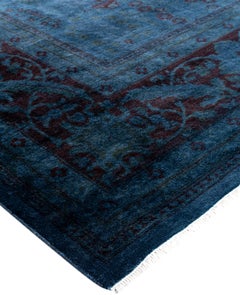 Overdyed One-of-a-Kind Wool Blue Area Rug 9' 0" x 12' 1"