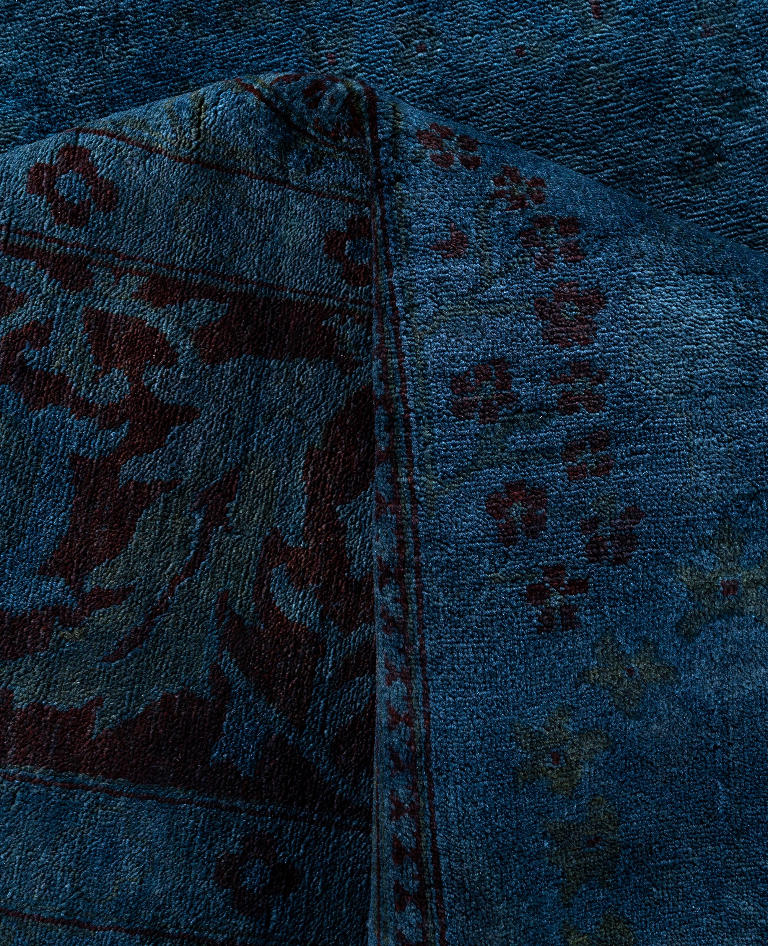 Lana Tappeto blu in lana unico Overdyed 9' 0