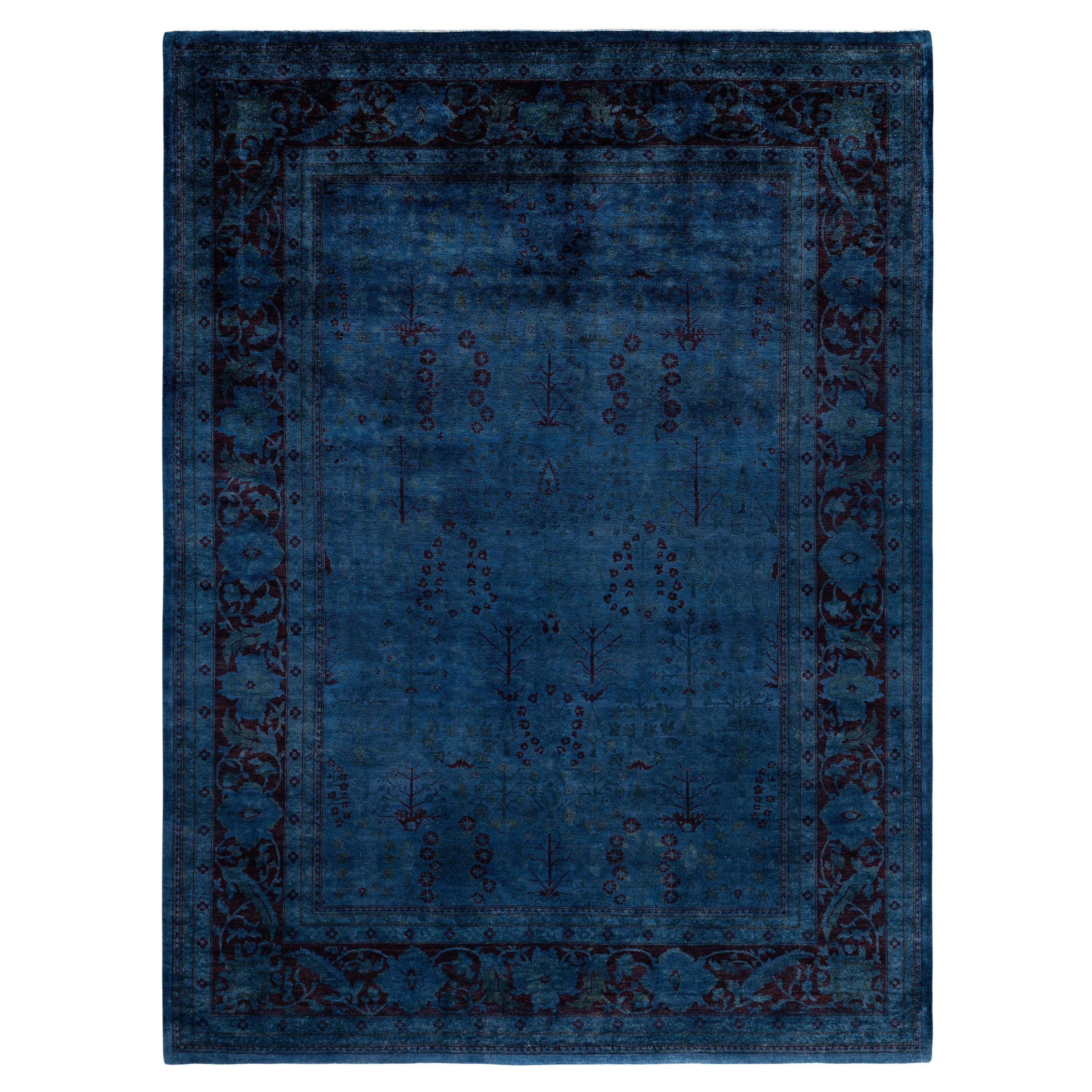 Tapis unique en laine surteintée bleu 9' 0" x 12' 1"
