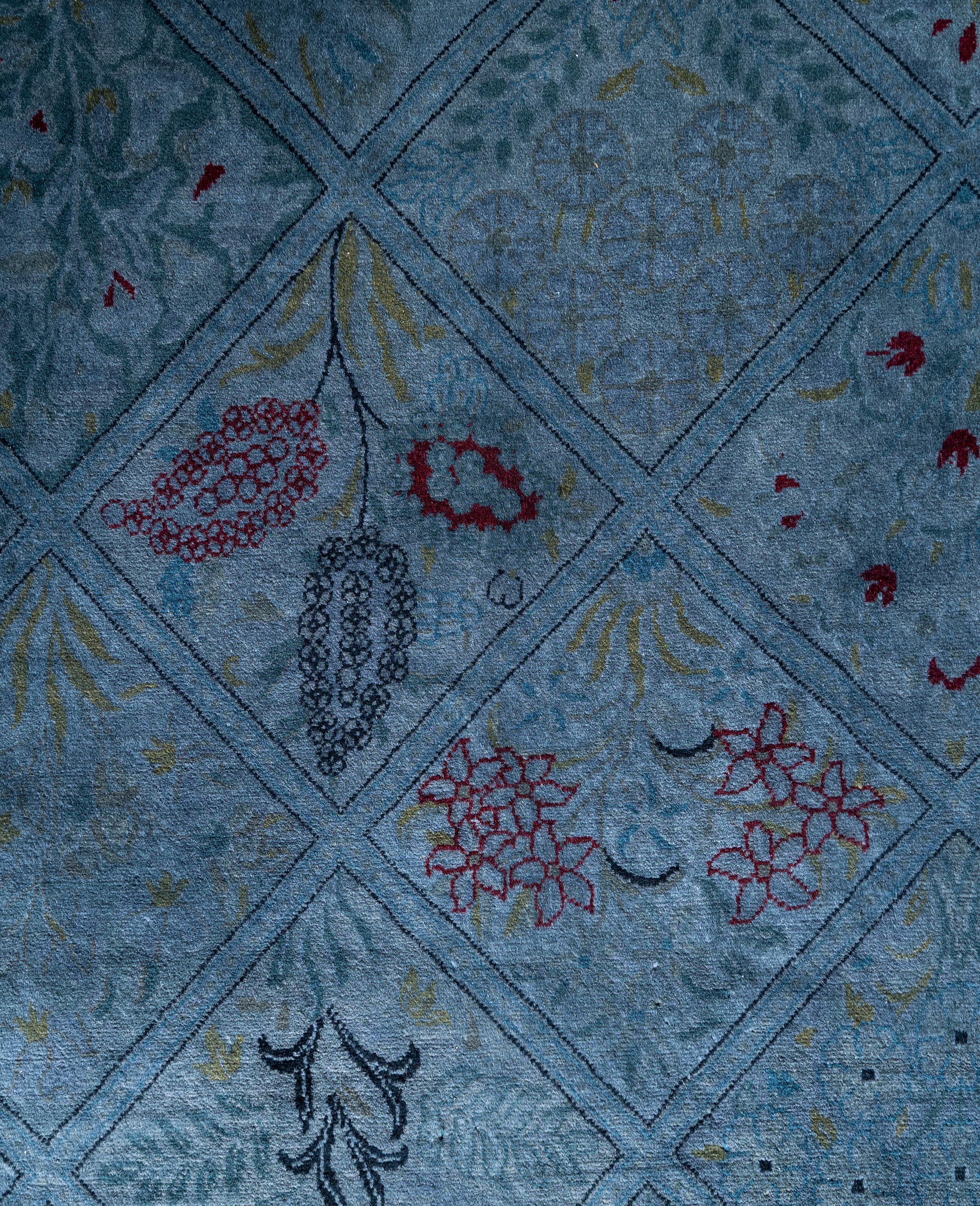 Alfombra de lana Overdyed Azul Única 9' 1
