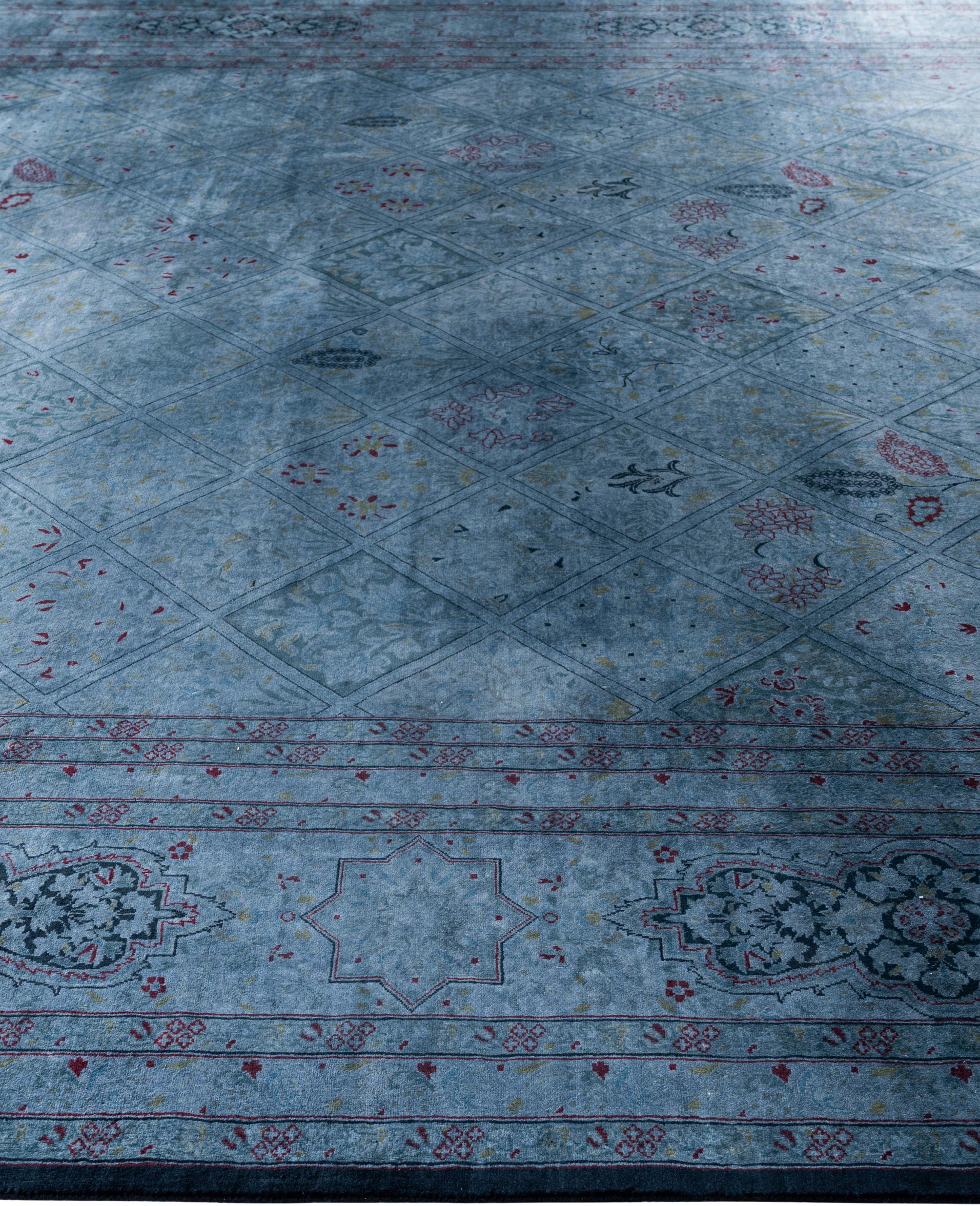 Alfombra de lana Overdyed Azul Única 9' 1