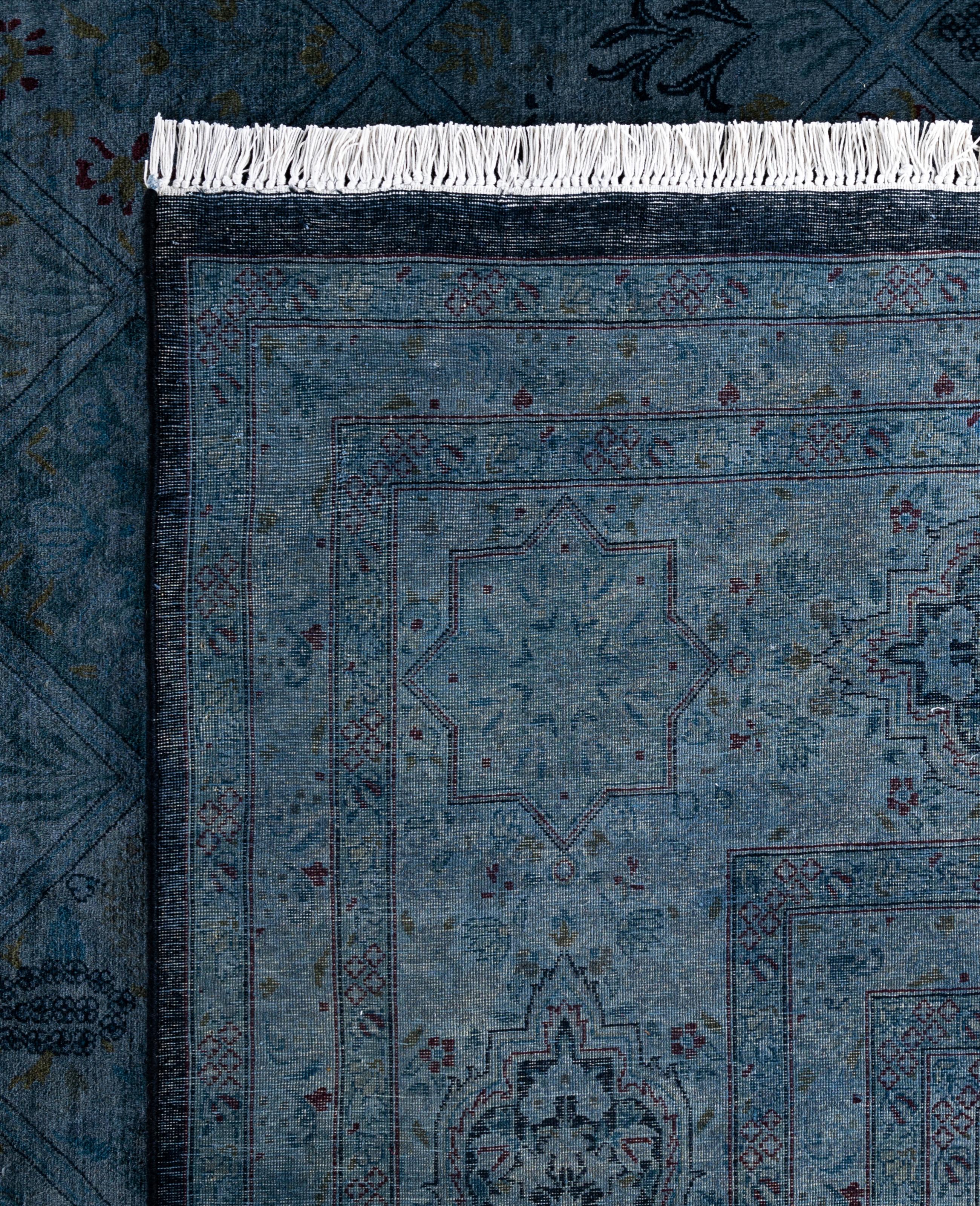 Alfombra de lana Overdyed Azul Única 9' 1