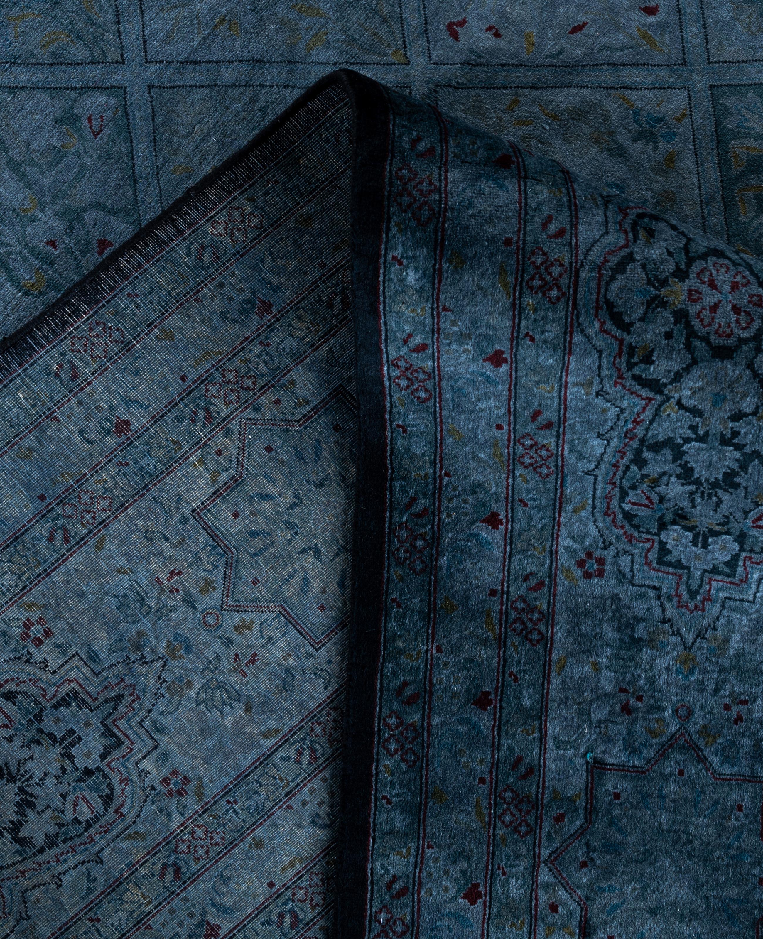 Alfombra de lana Overdyed Azul Única 9' 1