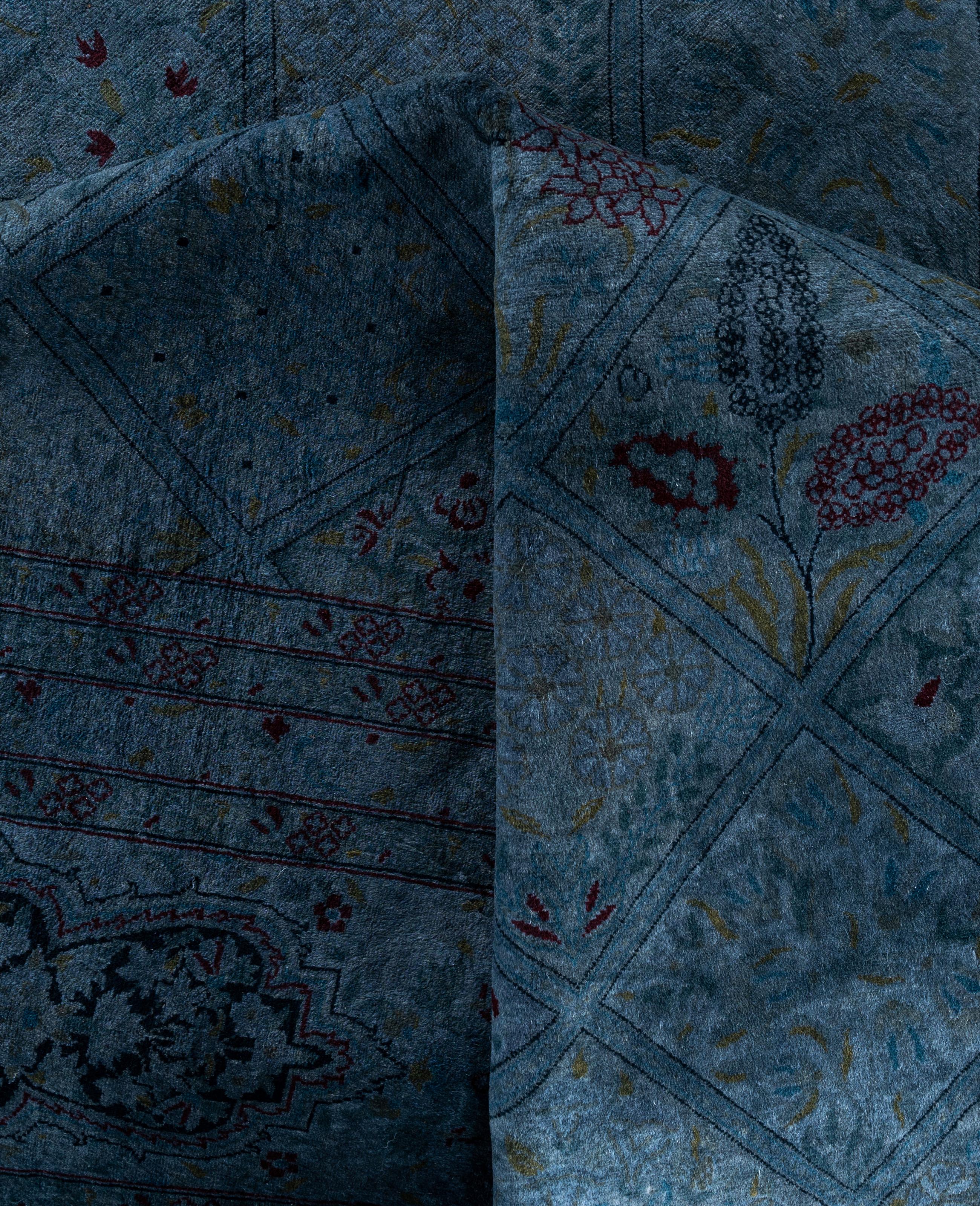 Alfombra de lana Overdyed Azul Única 9' 1