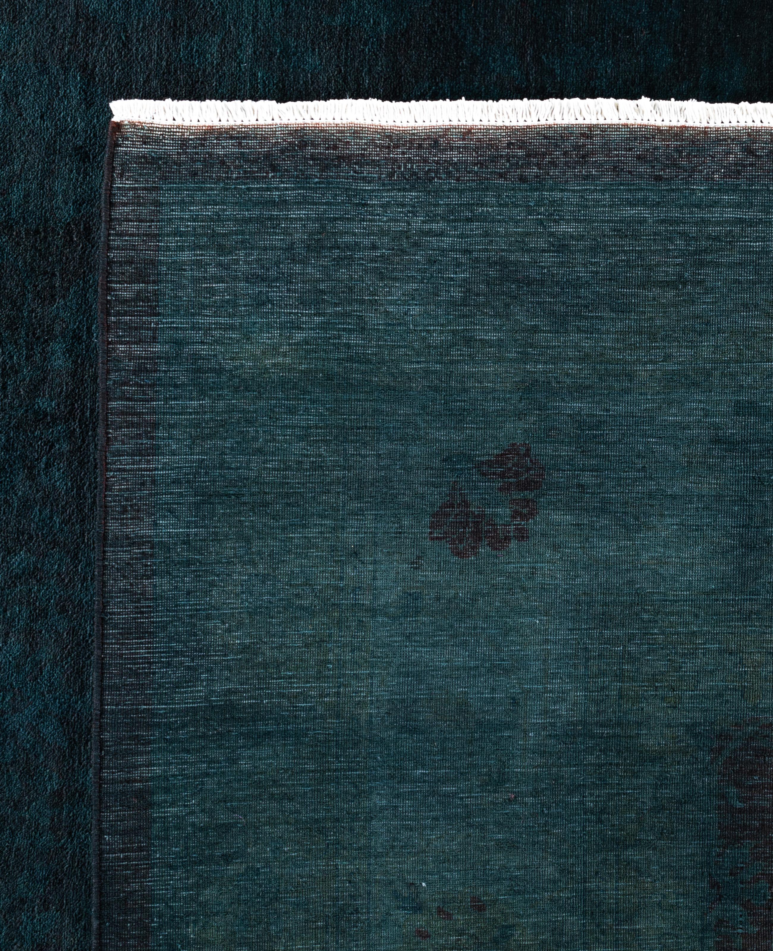 Overdyed One-of-a-Kind Wool Blue Area Rug 9' 2