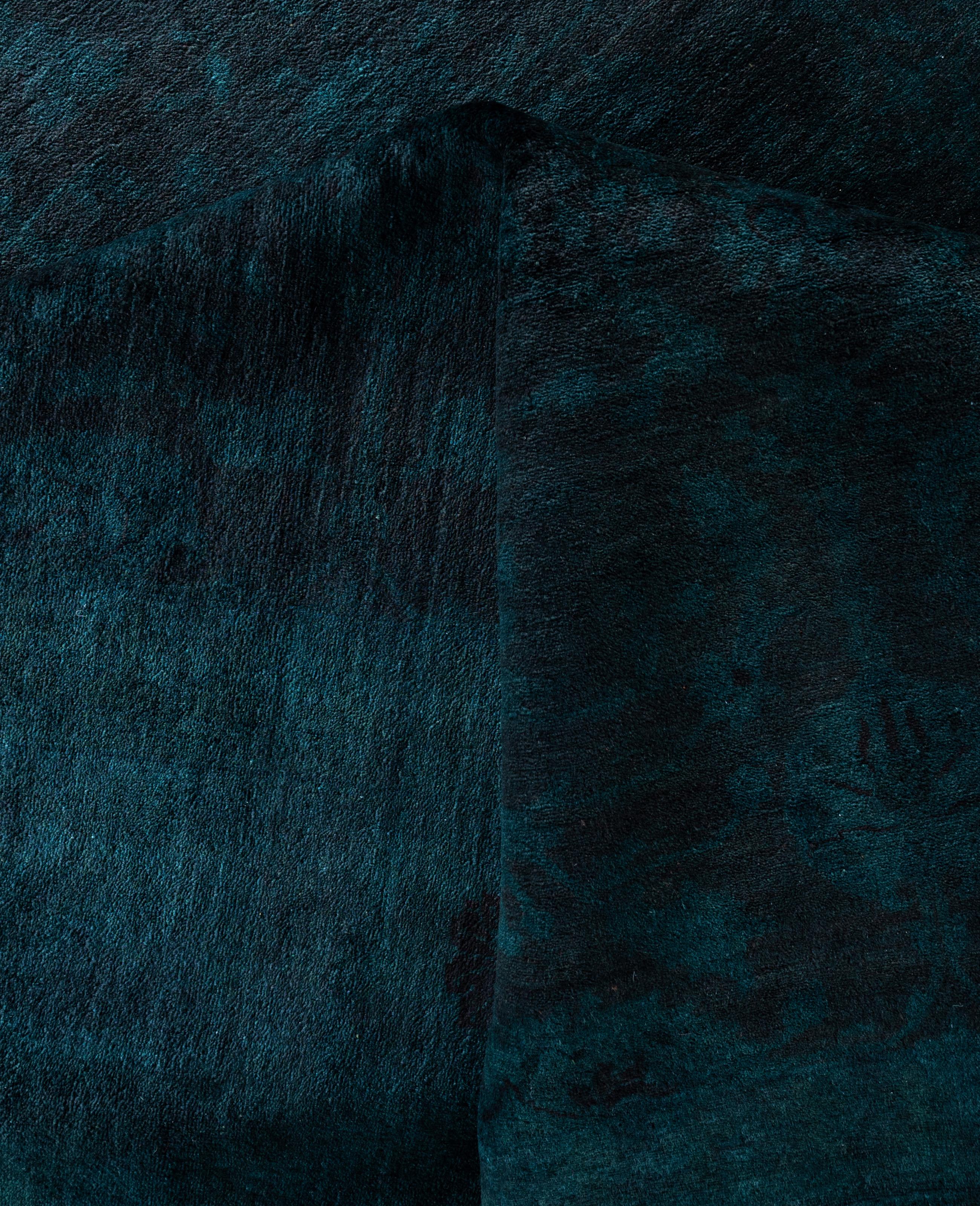 Overdyed One-of-a-Kind Wool Blue Area Rug 9' 2