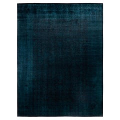 Overdyed One-of-a-Kind Wool Blue Area Rug 9' 2" x 12' 1"