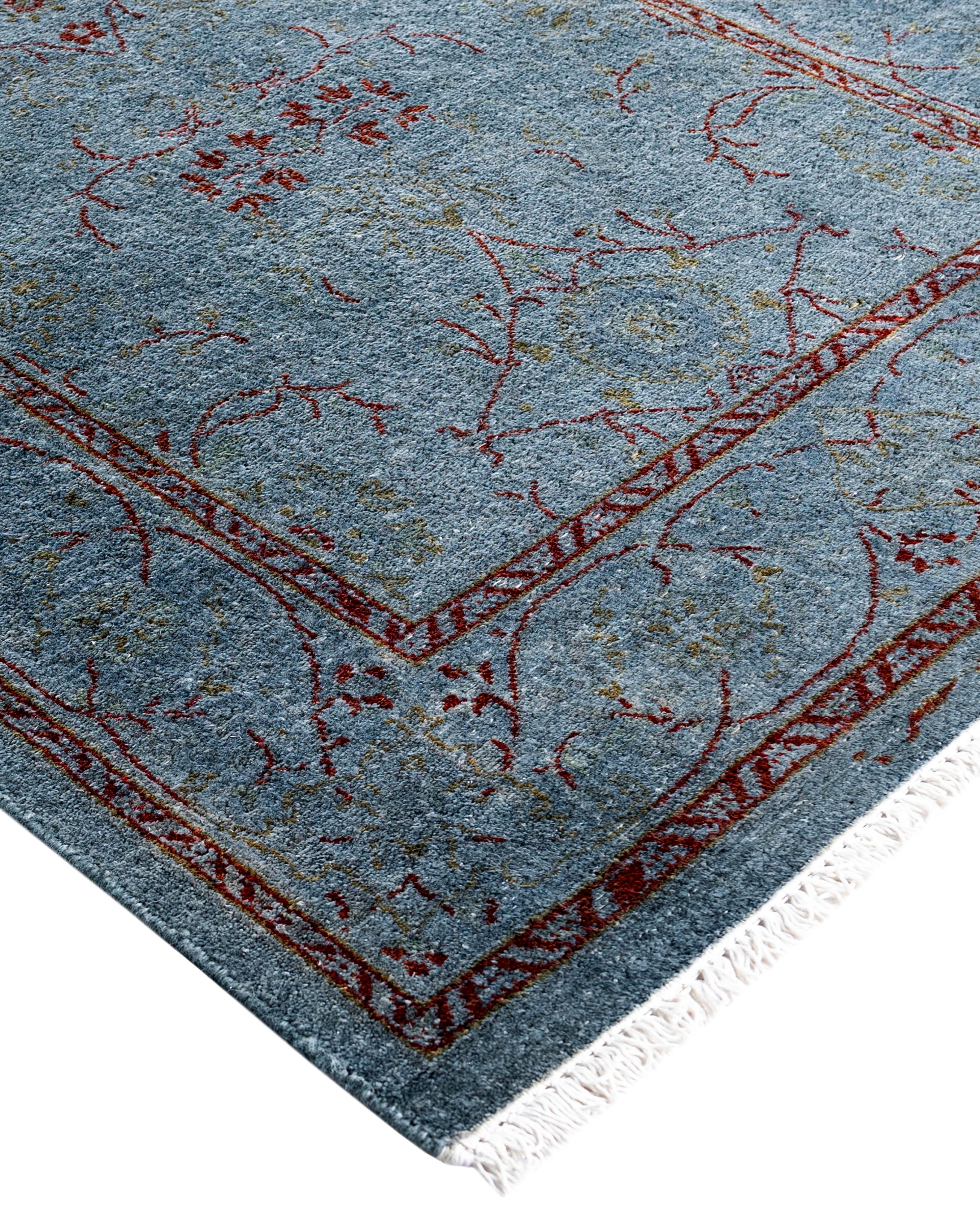 Over-dyed area rugs are created by taking vintage or traditional rugs and applying a vibrant, monochromatic dye over the existing patterns. This technique results in a bold, modern aesthetic while preserving the intricate designs beneath, blending