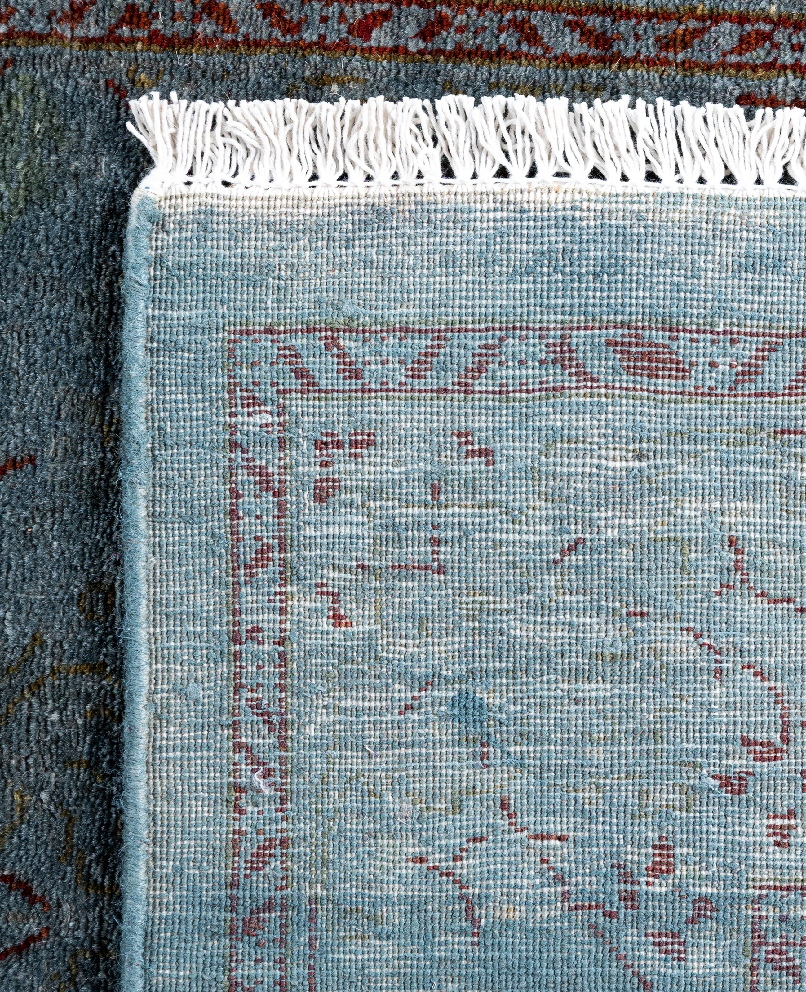 Overdyed One-of-a-Kind Wool Blue Runner 2' 7