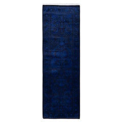Overdyed One-of-a-Kind Wool Blue Runner 2' 7" x 8' 0"