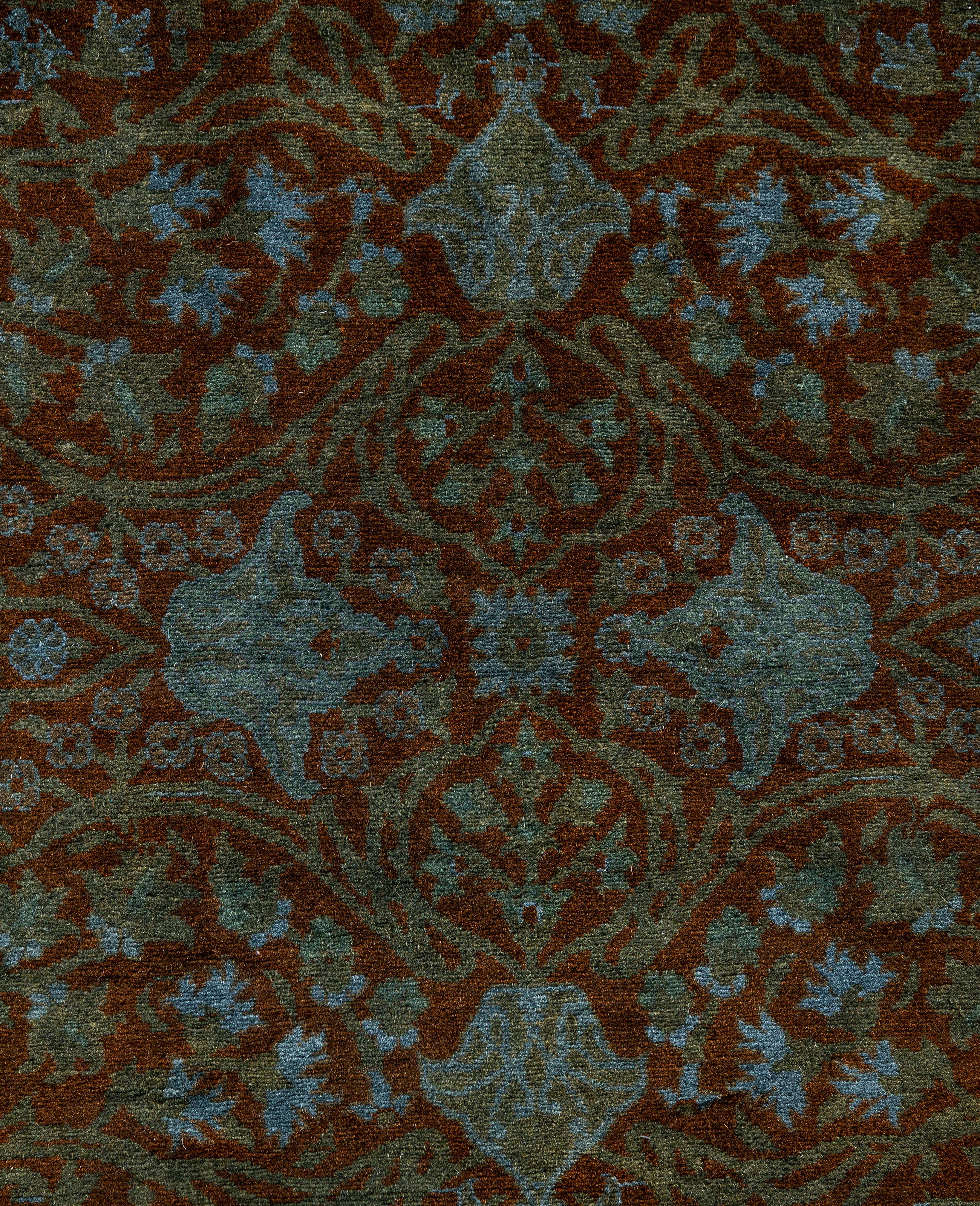 Pakistani Overdyed One-of-a-Kind Wool Blue Runner 3' 0
