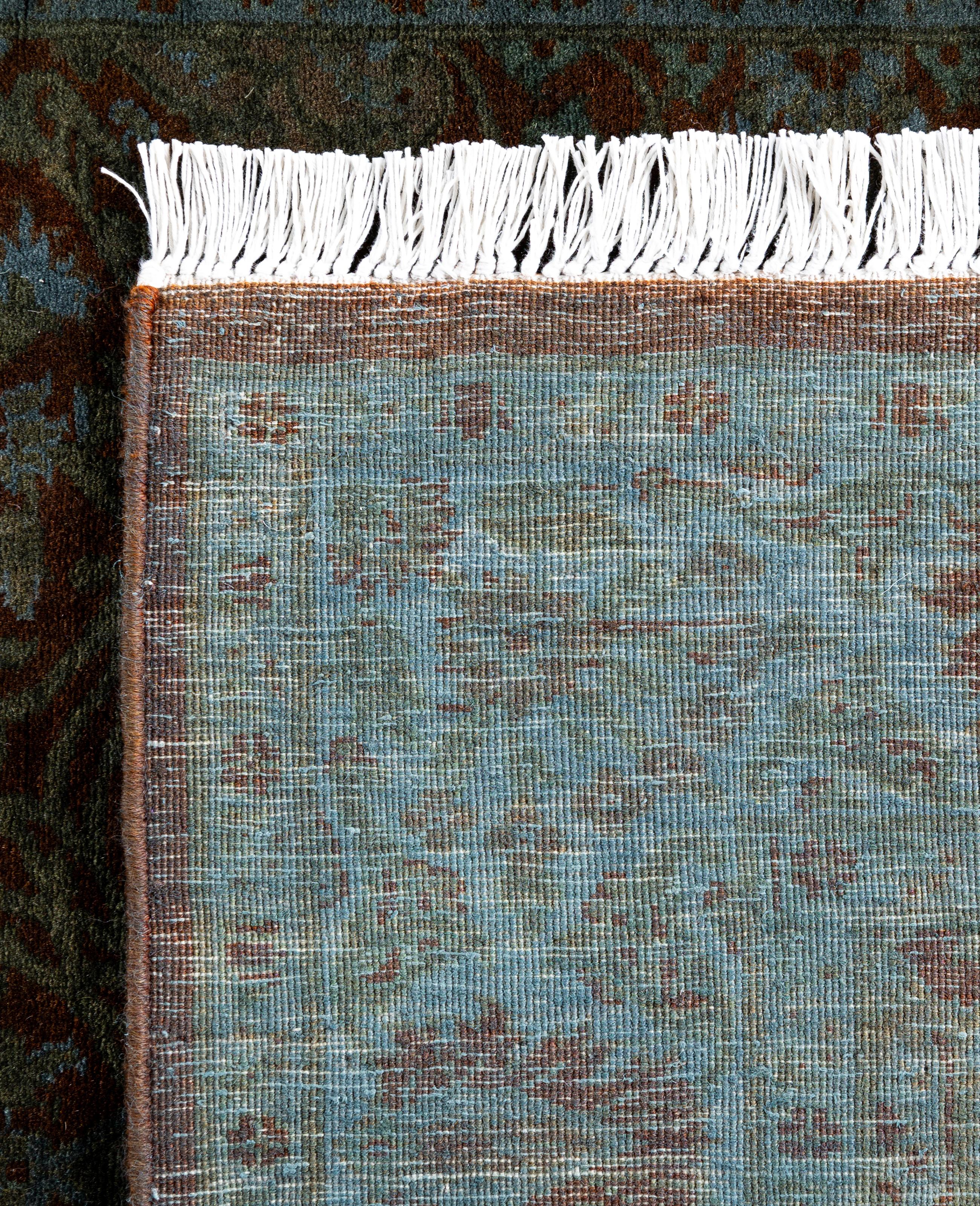 Overdyed One-of-a-Kind Wool Blue Runner 3' 0