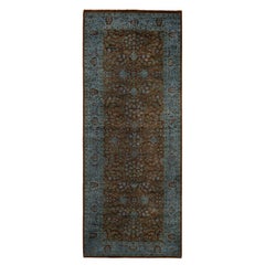 Overdyed One-of-a-Kind Wool Blue Runner 3' 0" x 7' 8"