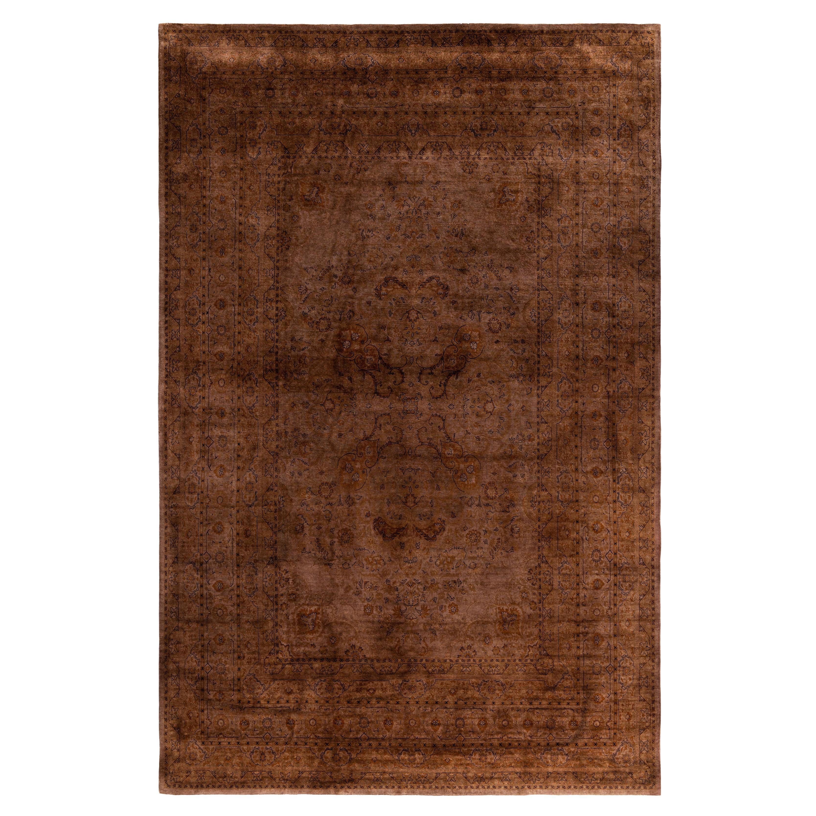 Tappeto marrone in lana Overdyed One of a-Kind 10' 1" x 14' 10"