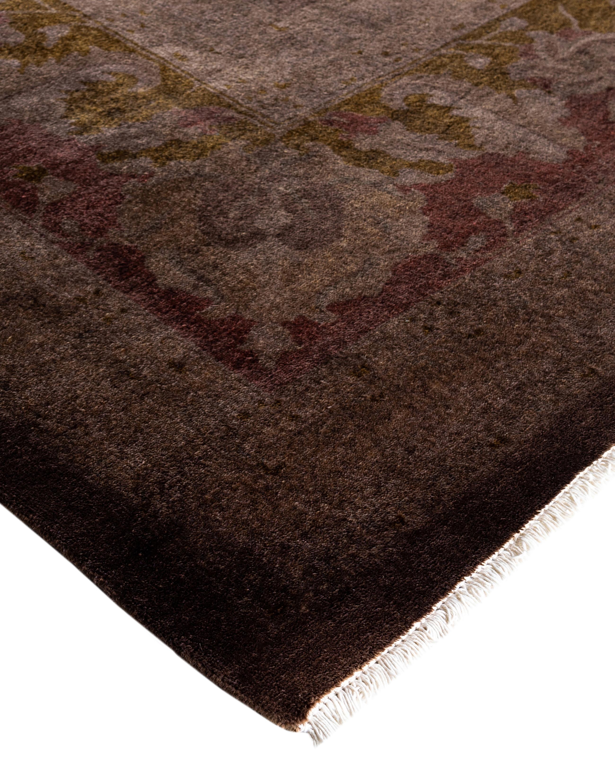Over-dyed area rugs are created by taking vintage or traditional rugs and applying a vibrant, monochromatic dye over the existing patterns. This technique results in a bold, modern aesthetic while preserving the intricate designs beneath, blending