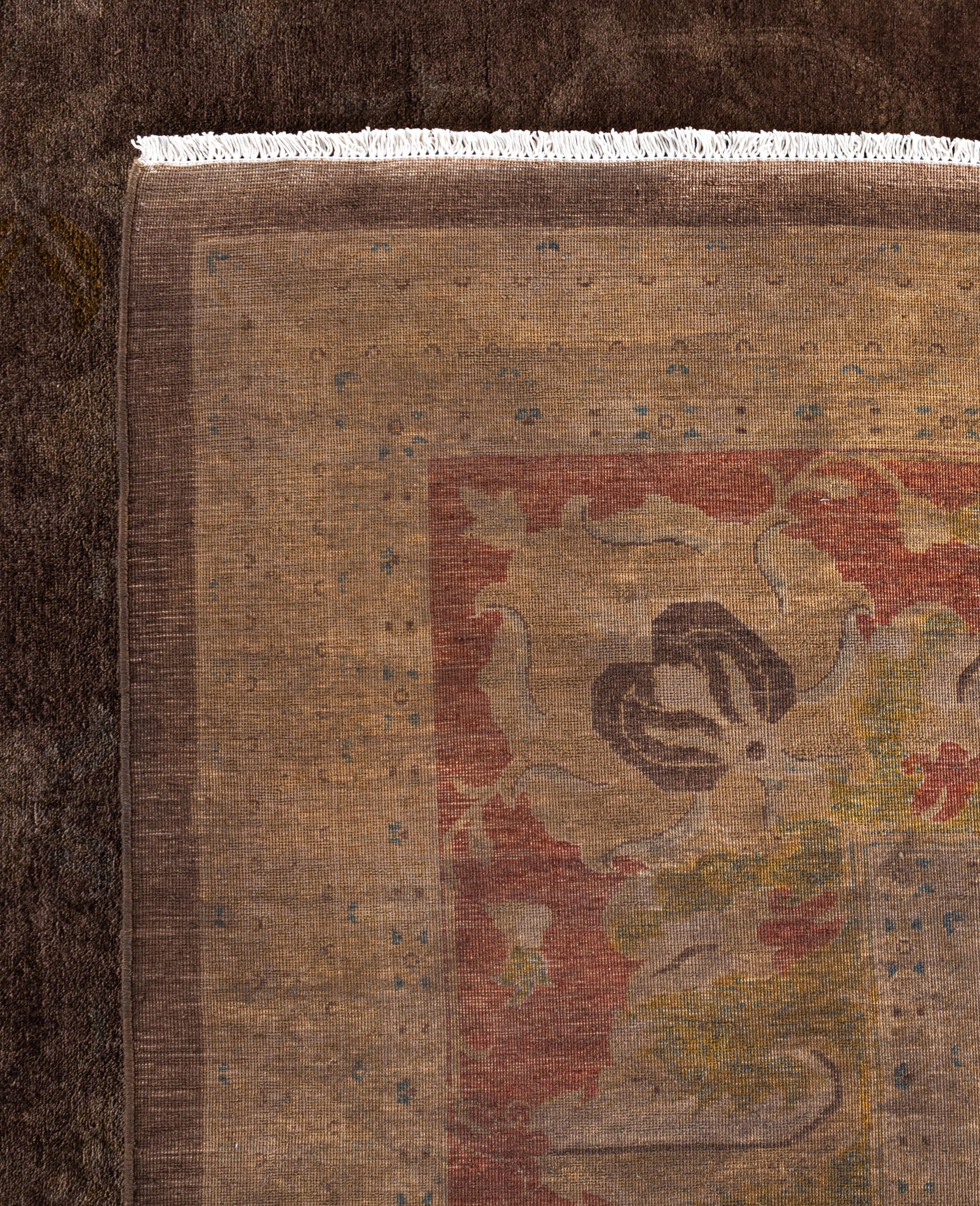 Overdyed One-of-a-Kind Wool Brown Area Rug 11' 10