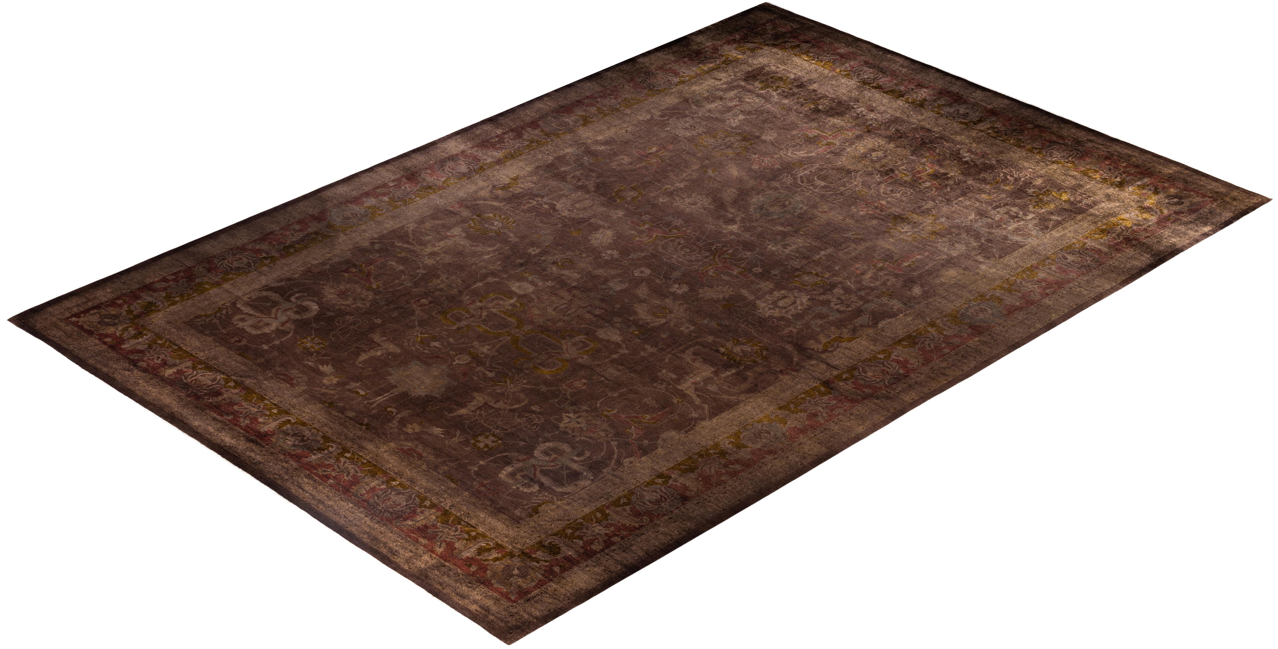 Overdyed One-of-a-Kind Wool Brown Area Rug 11' 10