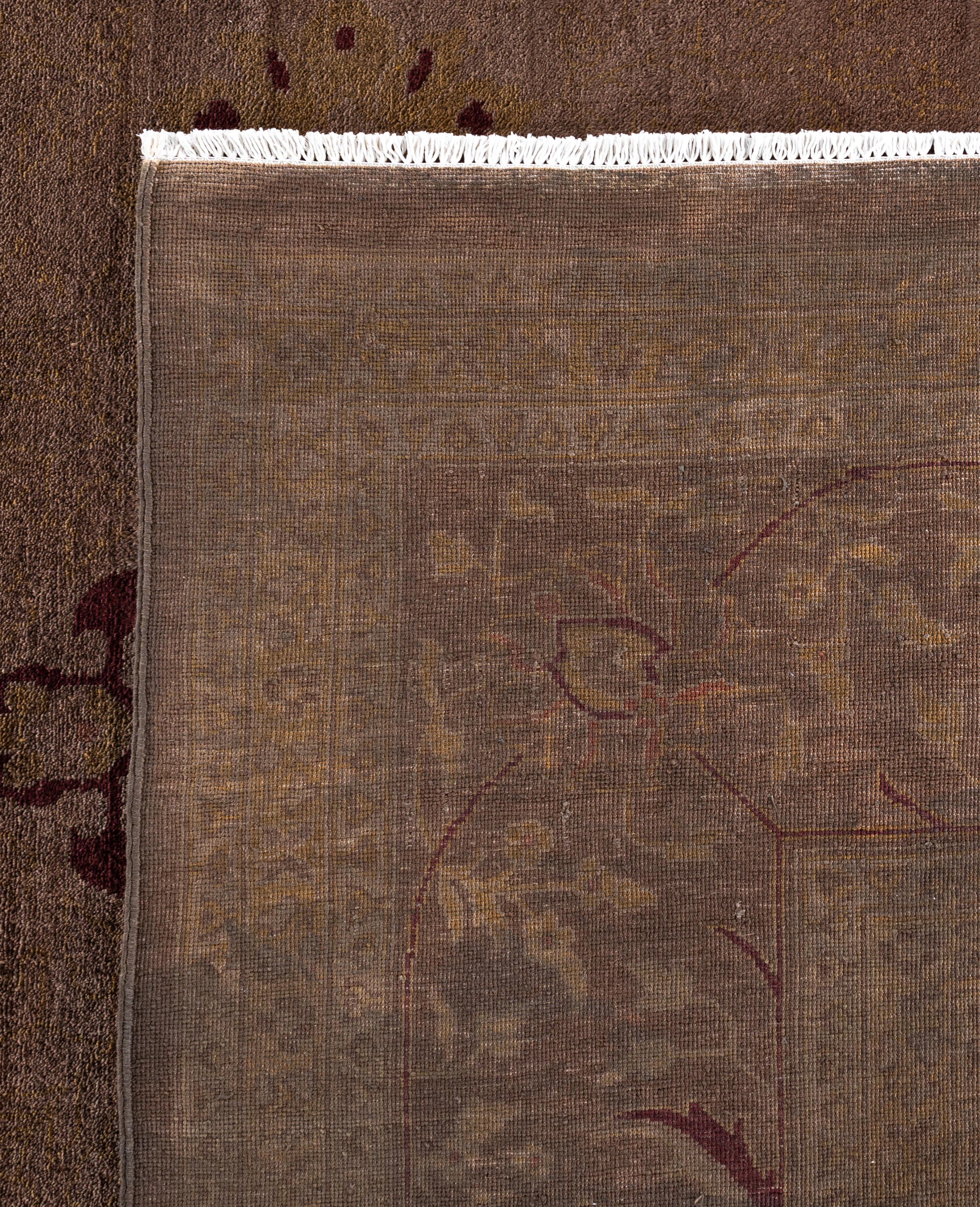 Overdyed One-of-a-Kind Wool Brown Area Rug 11' 10