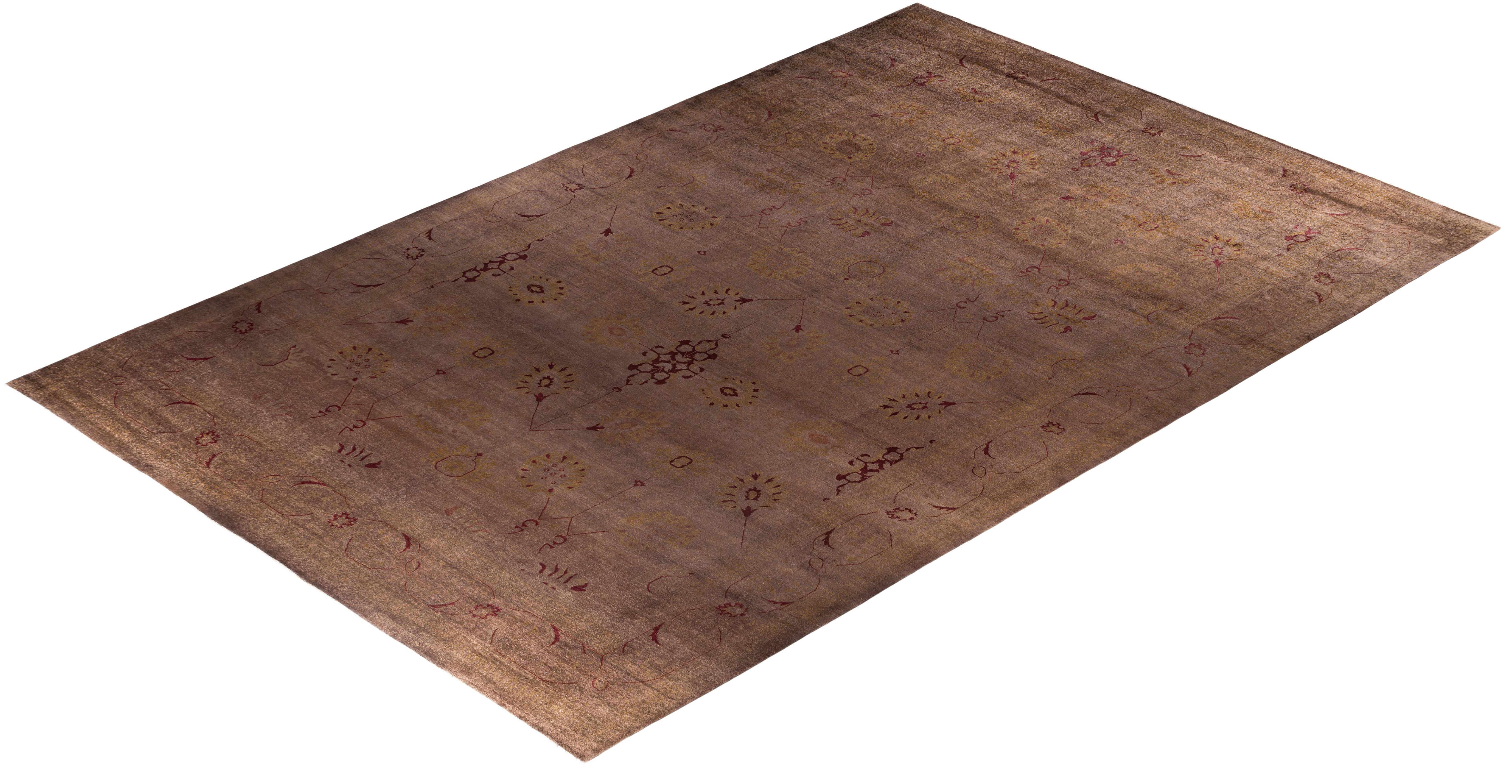 Overdyed One-of-a-Kind Wool Brown Area Rug 11' 10