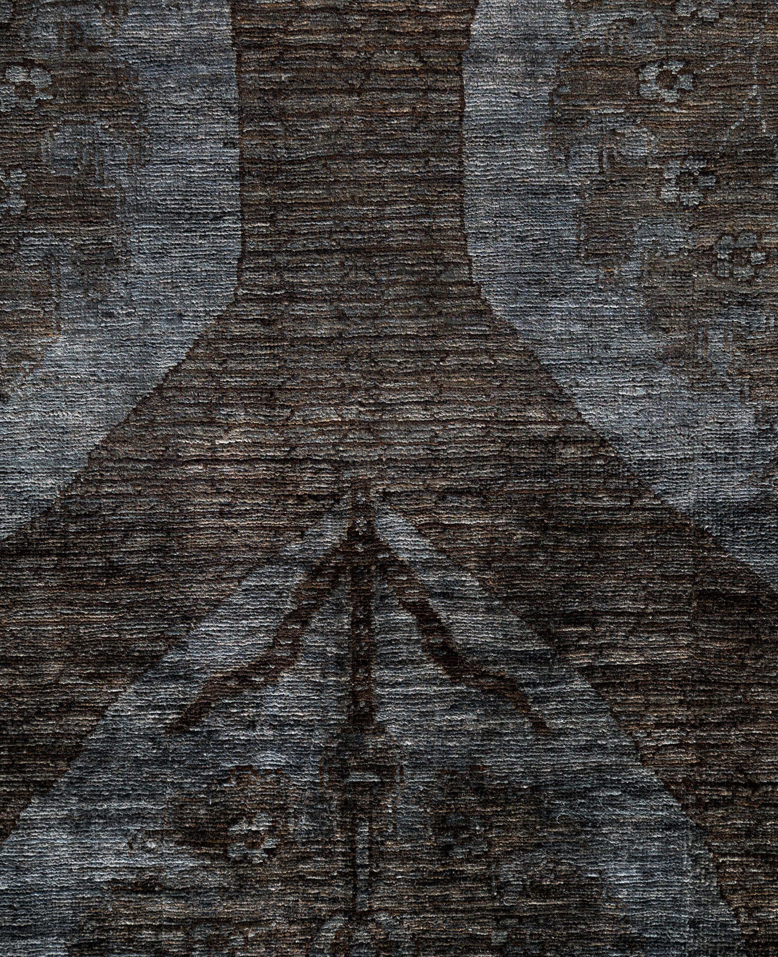 Pakistani Overdyed One-of-a-Kind Wool Brown Area Rug 11' 9