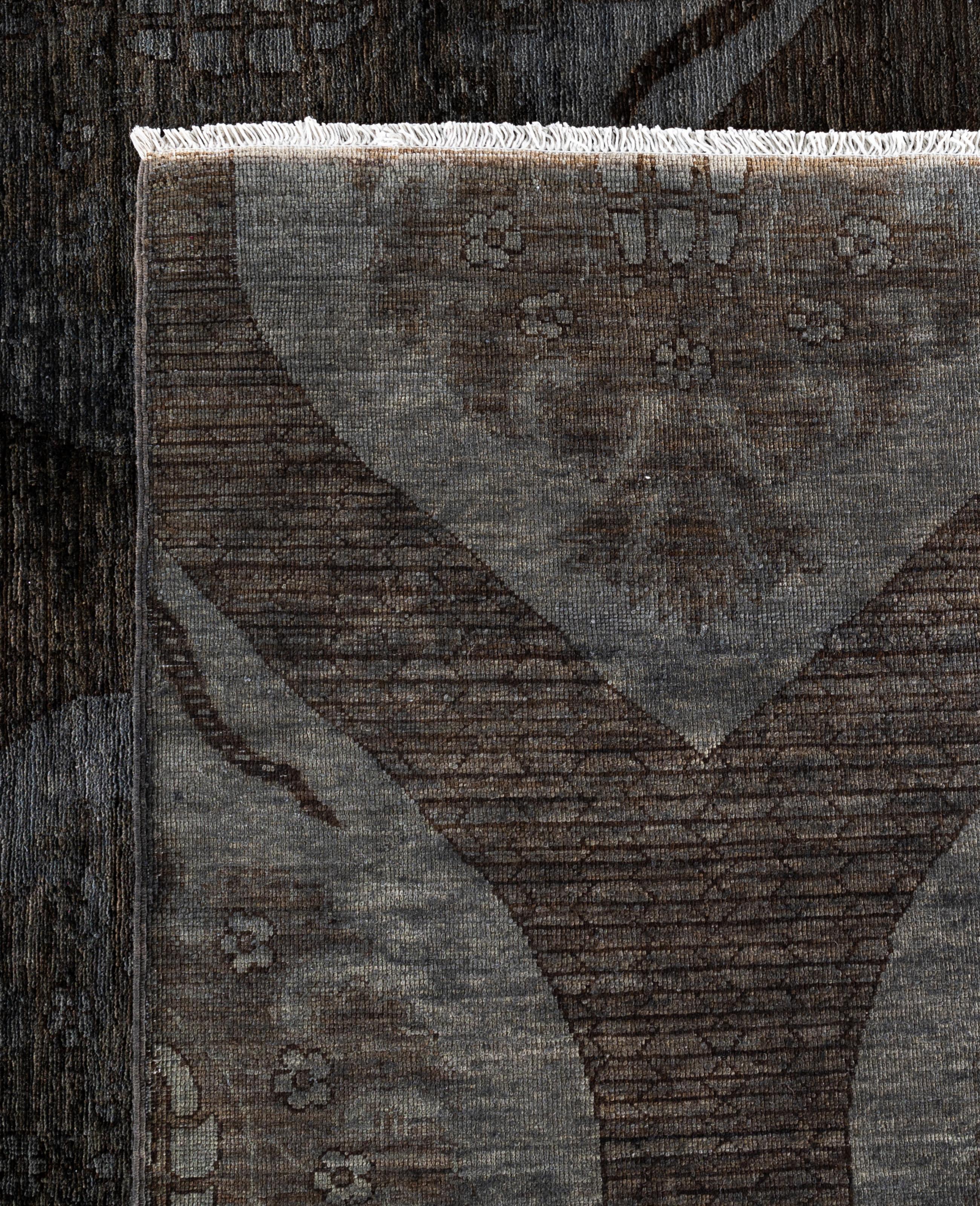 Overdyed One-of-a-Kind Wool Brown Area Rug 11' 9