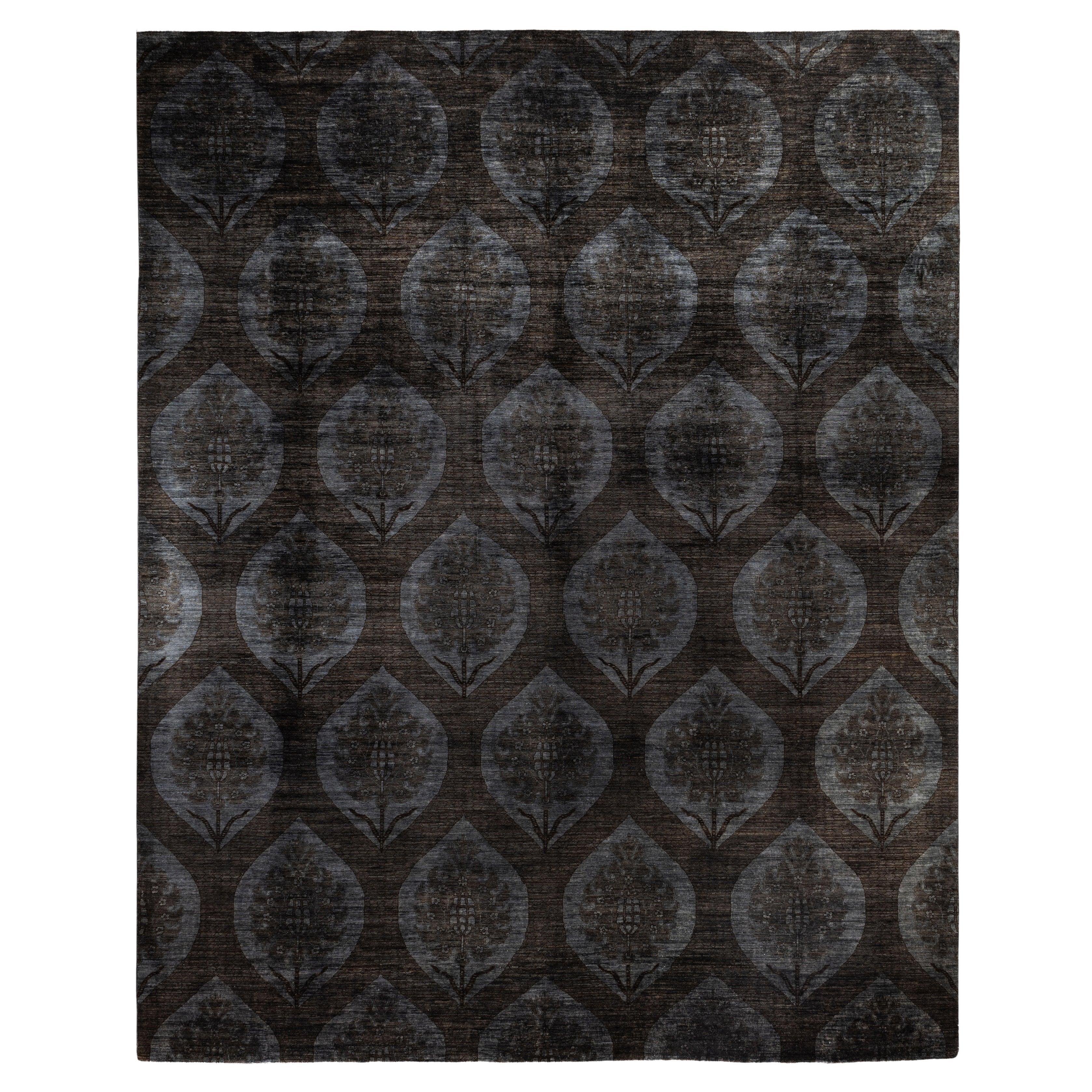 Overdyed One-of-a-Kind Wool Brown Area Rug 11' 9" x 14' 5" For Sale