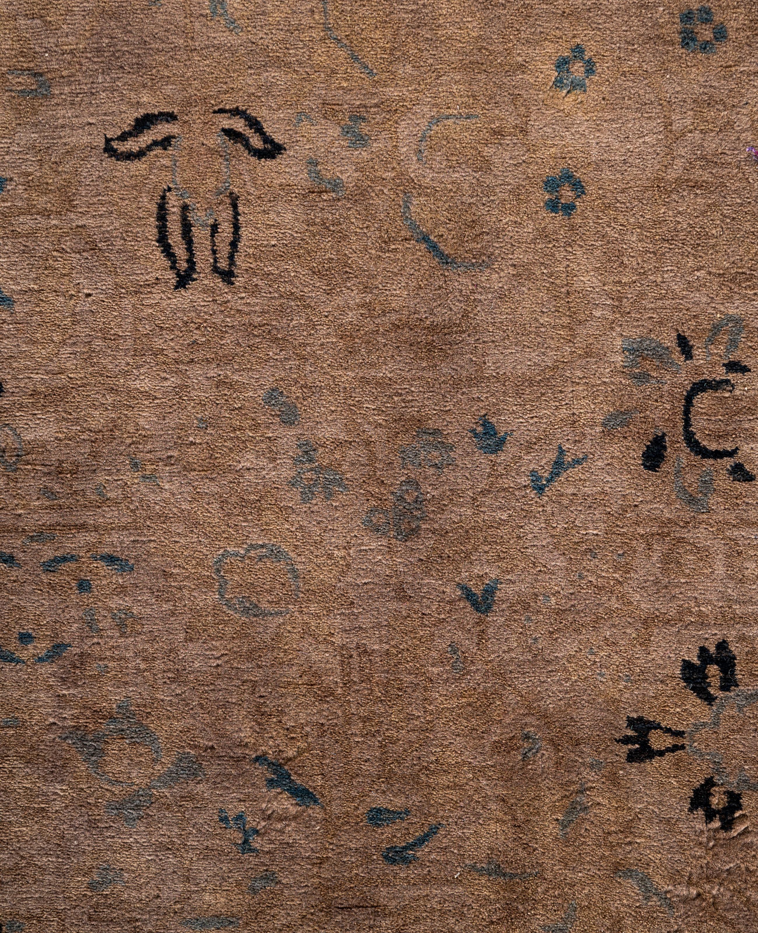 Pakistano Tappeto marrone in lana Overdyed One of a-Kind 3' 1