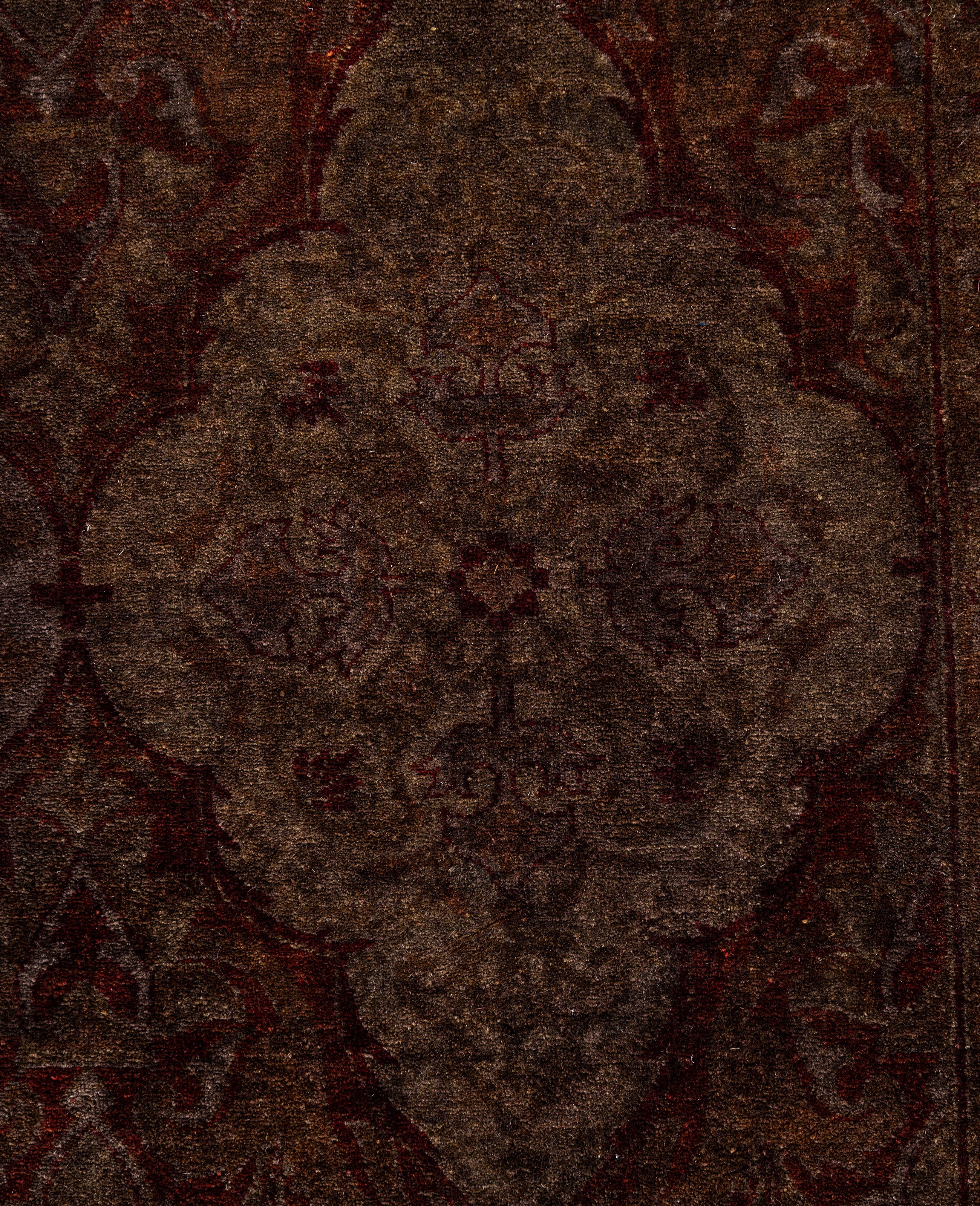 Pakistano Tappeto marrone in lana unico Overdyed 4' 1