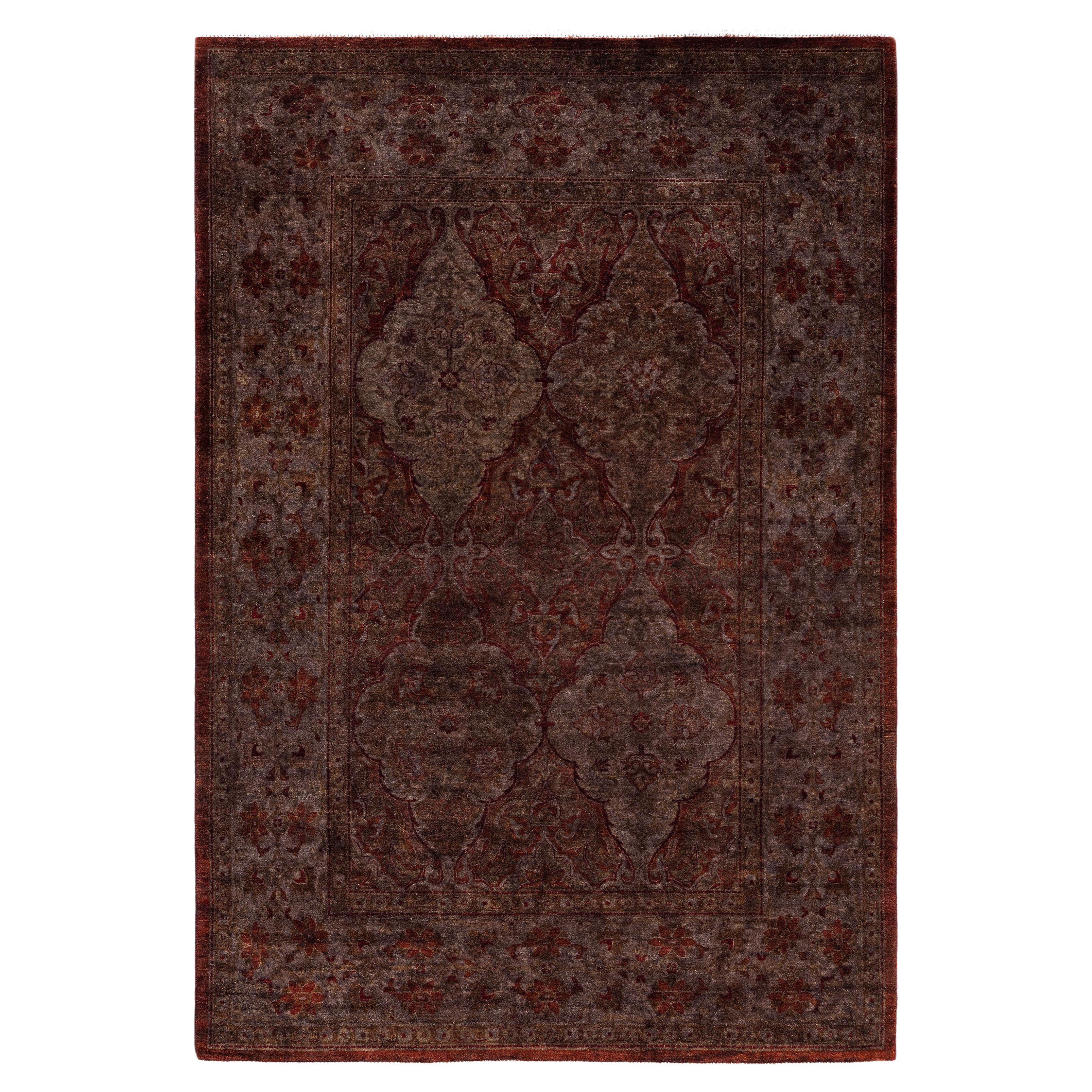 Tappeto marrone in lana unico Overdyed 4' 1" x 5' 11"