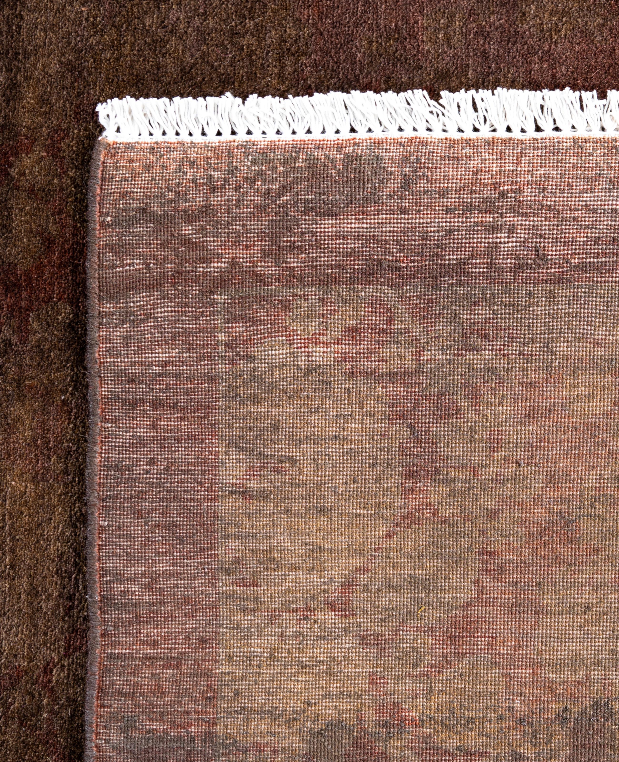 Tapis de sol en laine marron Overdyed One-of-a-Kind 4' 2